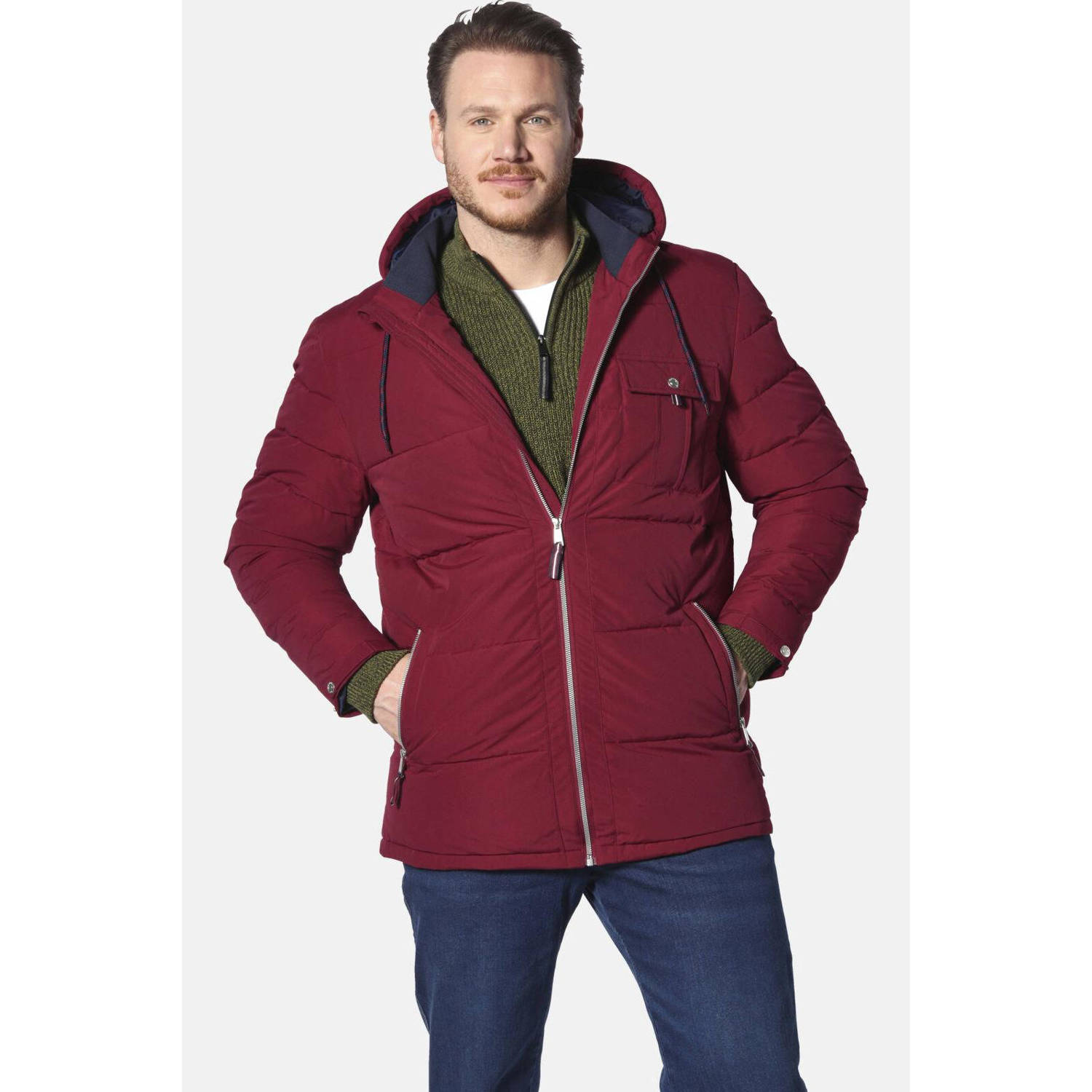 Jan Vanderstorm gewatteerde jas ARFST Plus Size donkerrood