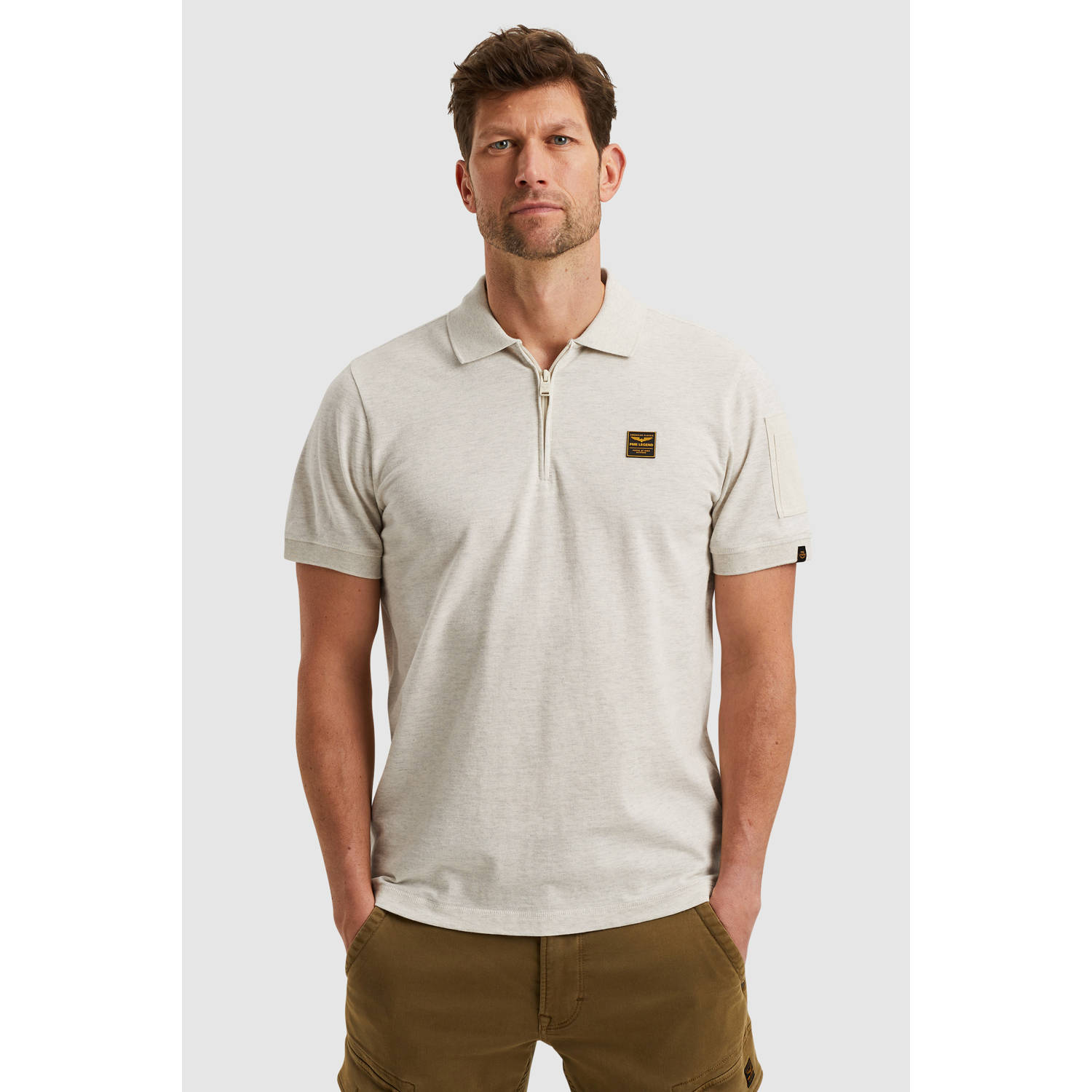 PME Legend Half-Zip Poloshirt Piqué Interlock Ecru