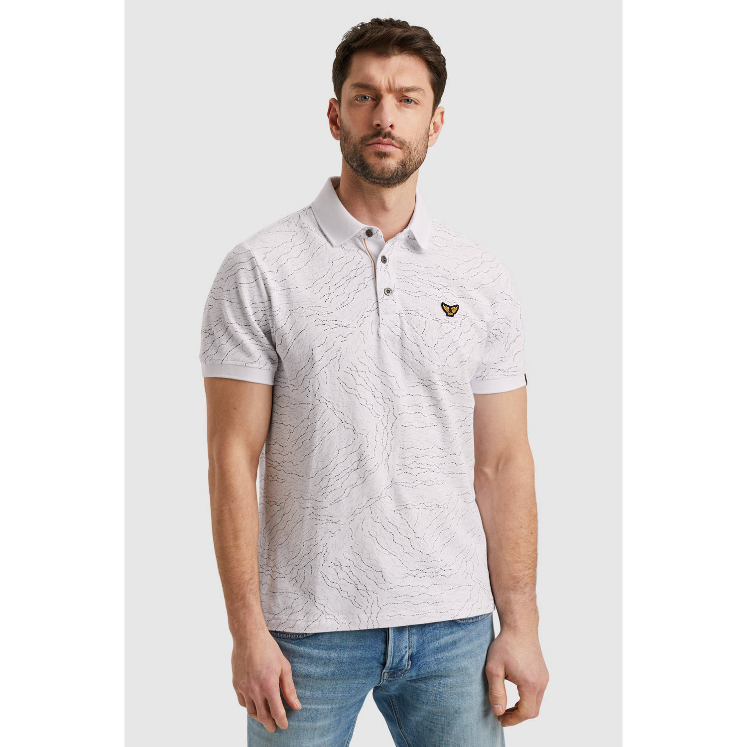 PME Legend Regular fit poloshirt van puur katoen met labelstitching