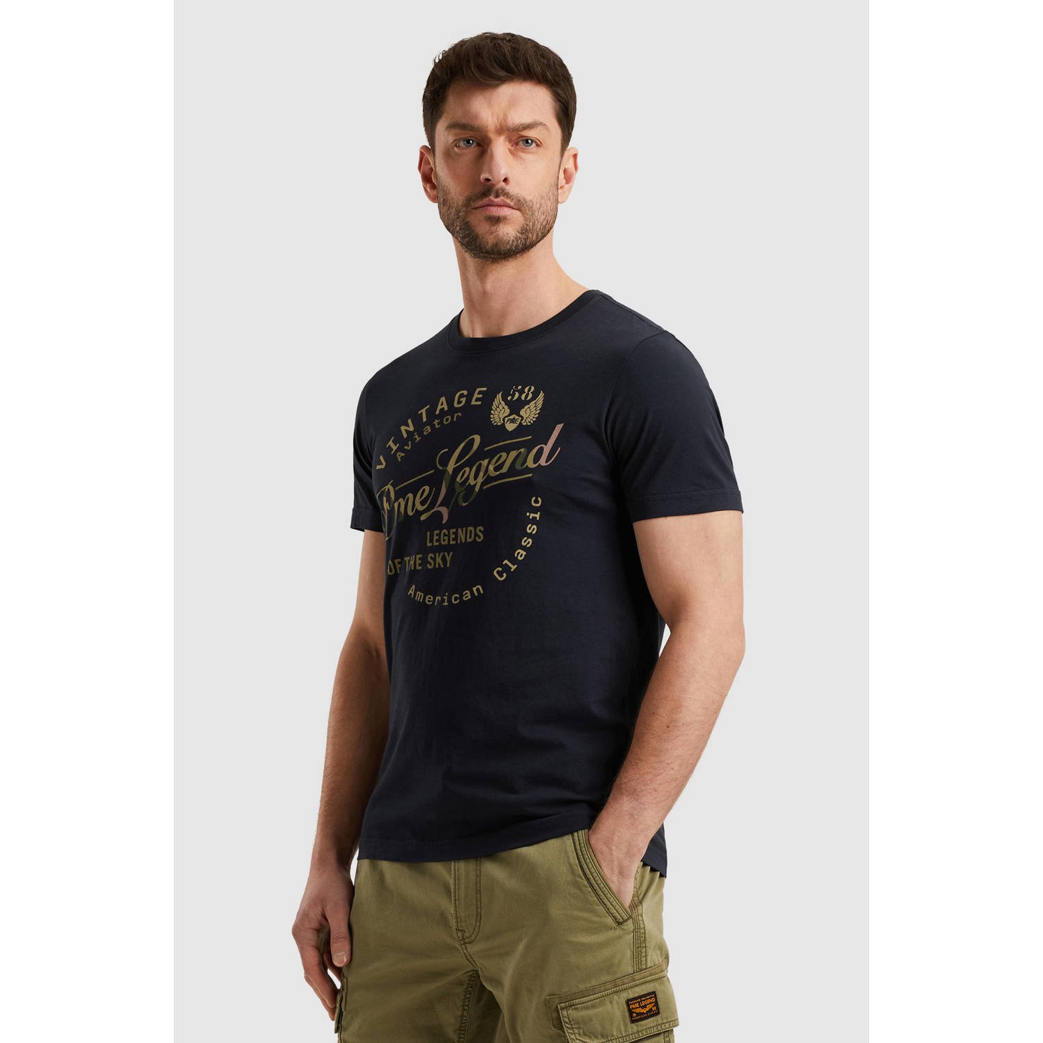 PME LEGEND Heren Polo's & T-shirts Single Jersey Package Donkerblauw