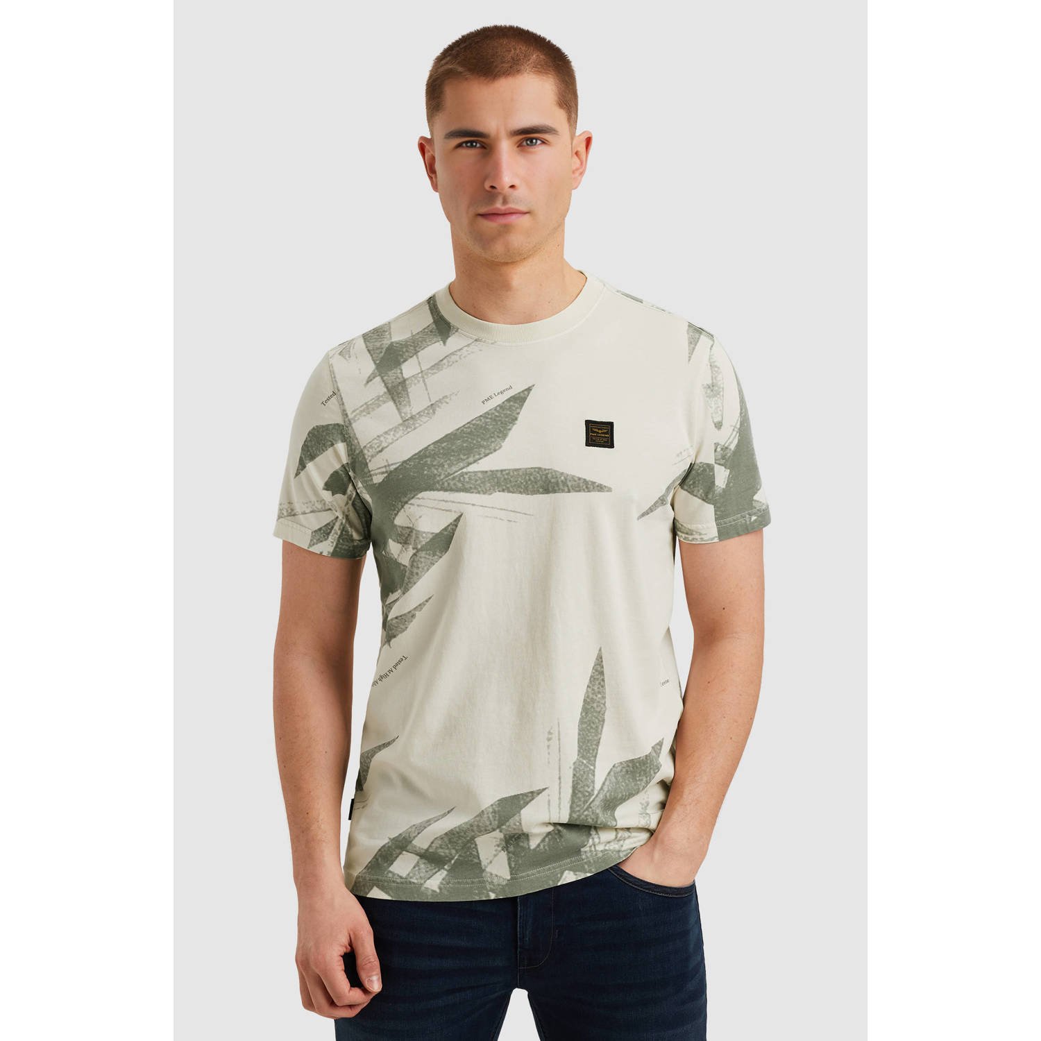 PME LEGEND Heren Polo's & T-shirts Single Jersey Panel Print Groen
