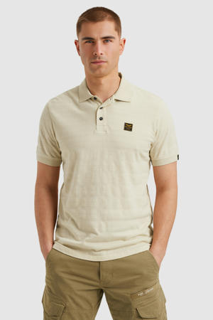 regular polo met ingebreid patroon ecru