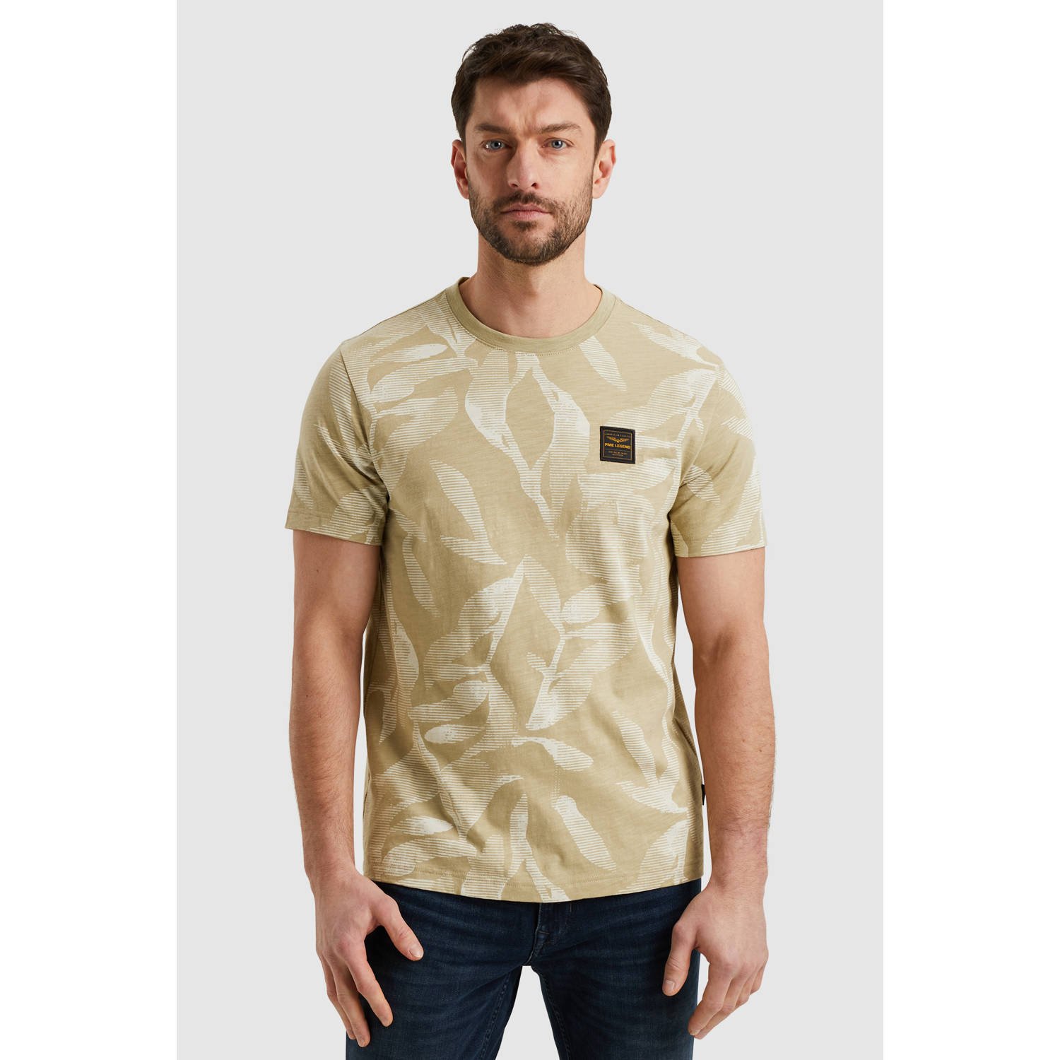 PME LEGEND Heren Polo's & T-shirts Slub Jersey Aop Beige