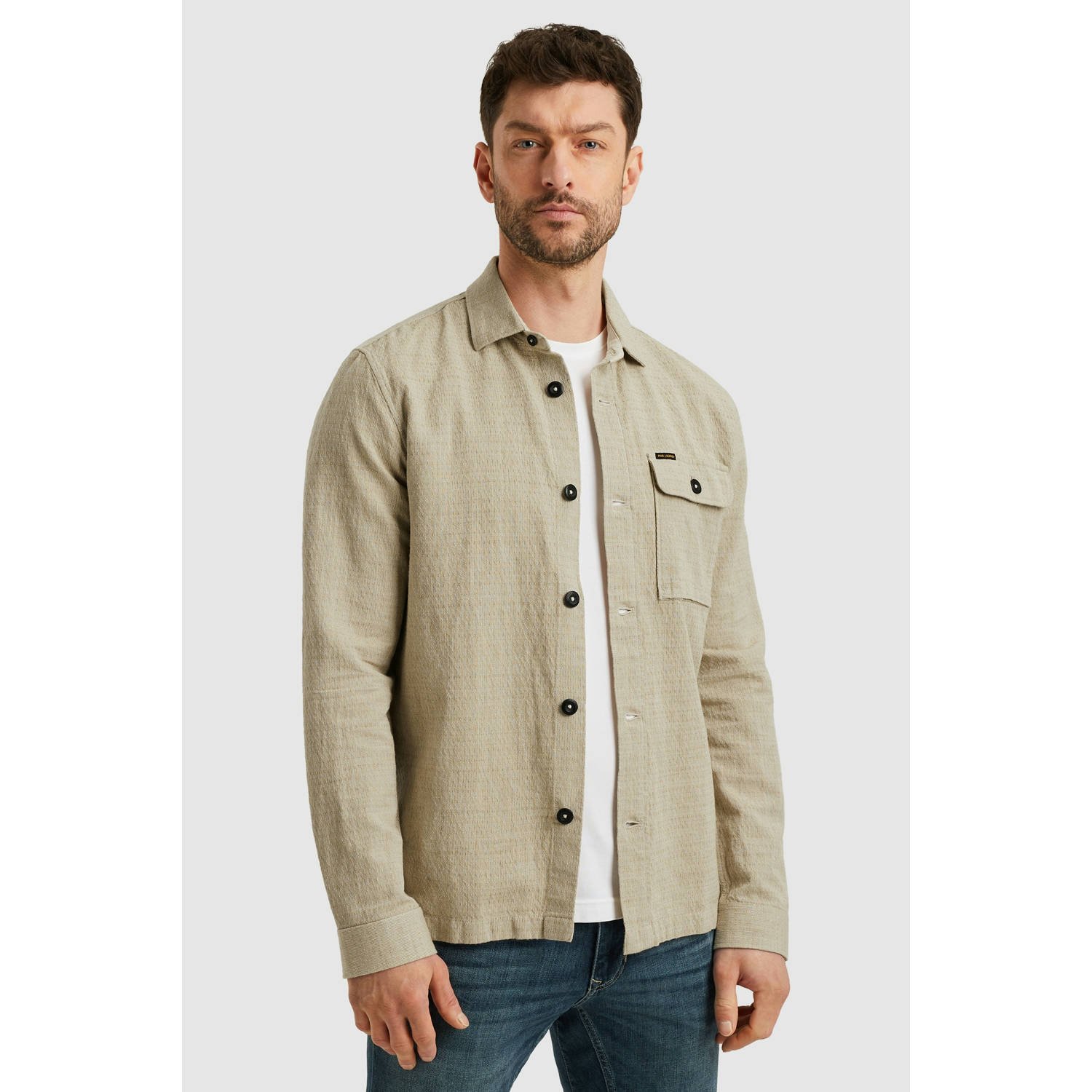 PME LEGEND Shirt jacket van een katoen linnen blend