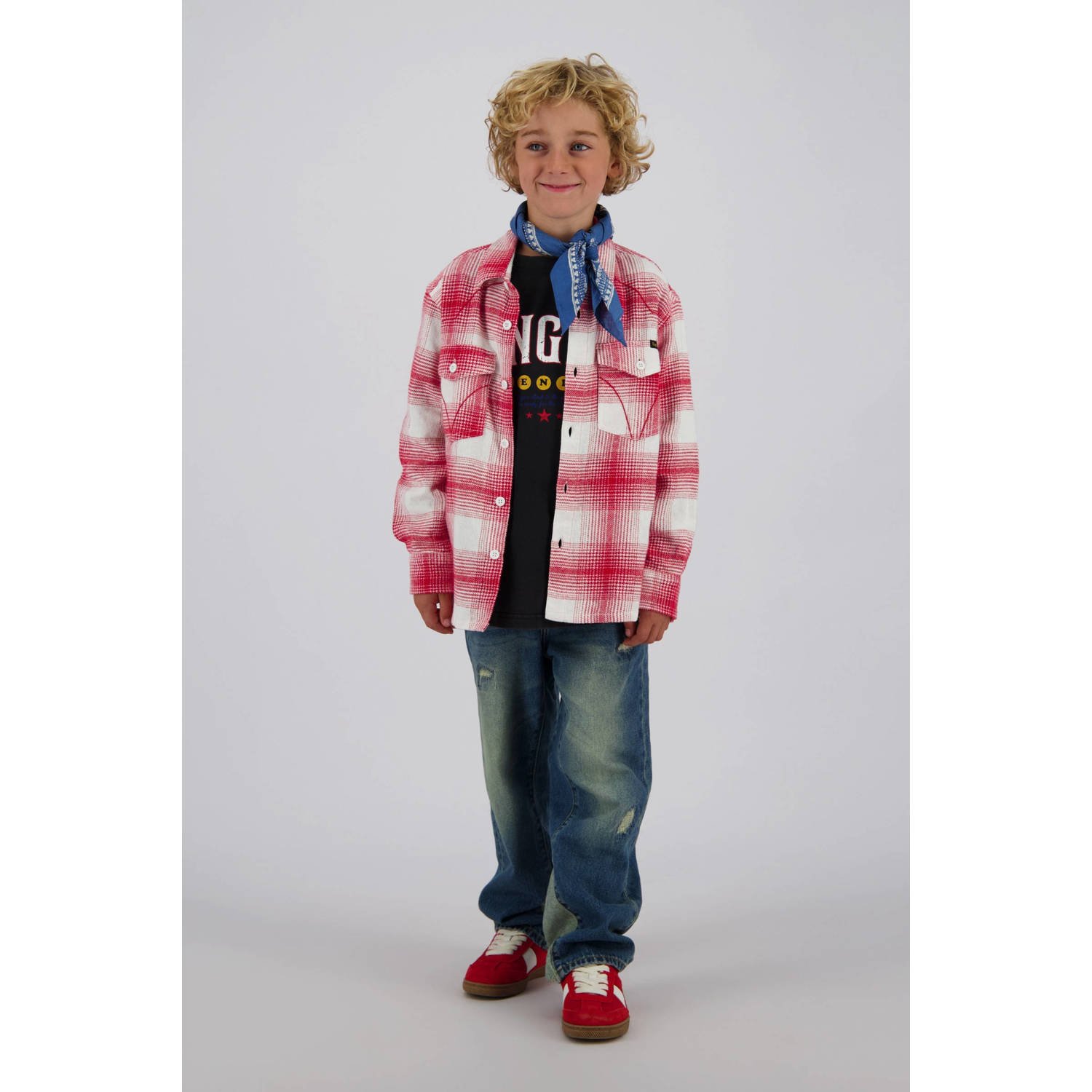 Vingino overshirt Laci rood wit