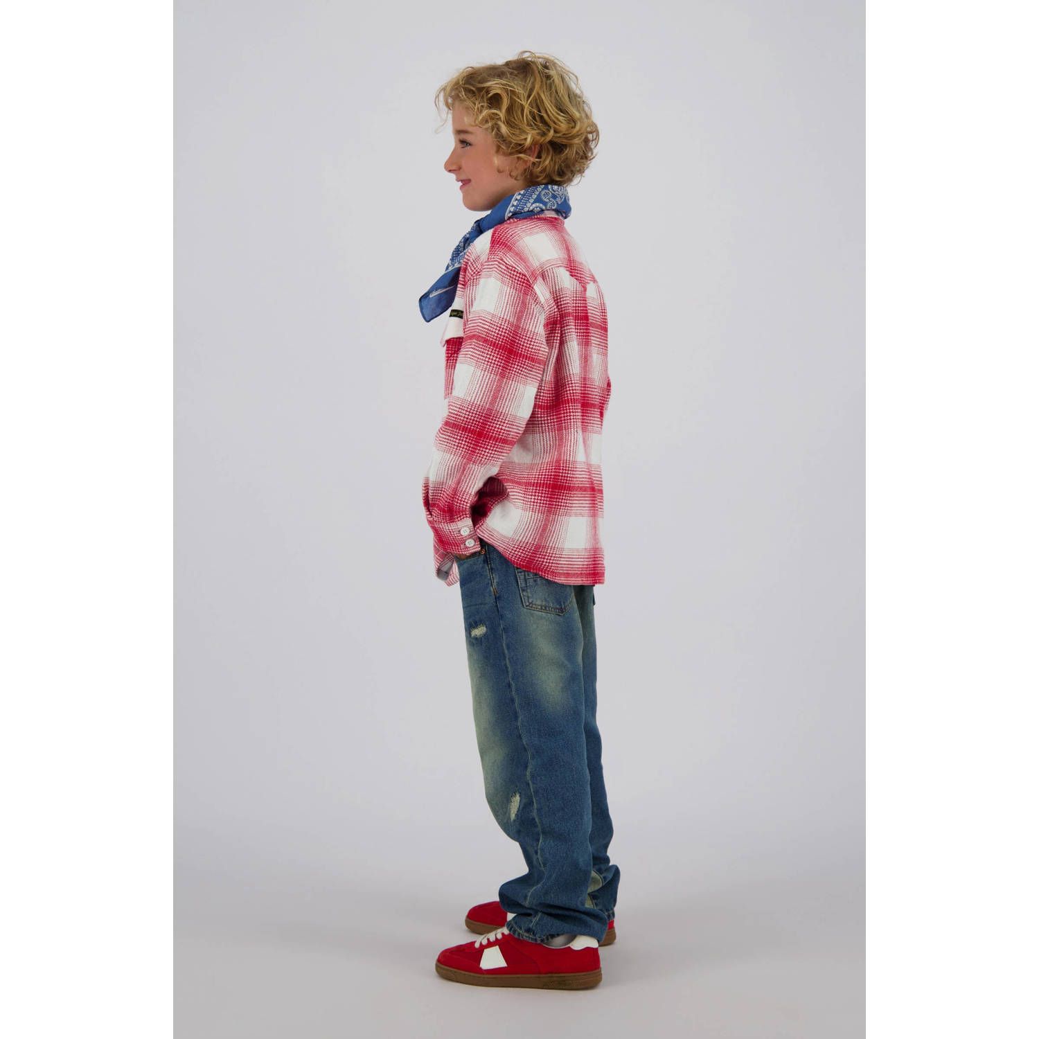 Vingino overshirt Laci rood wit