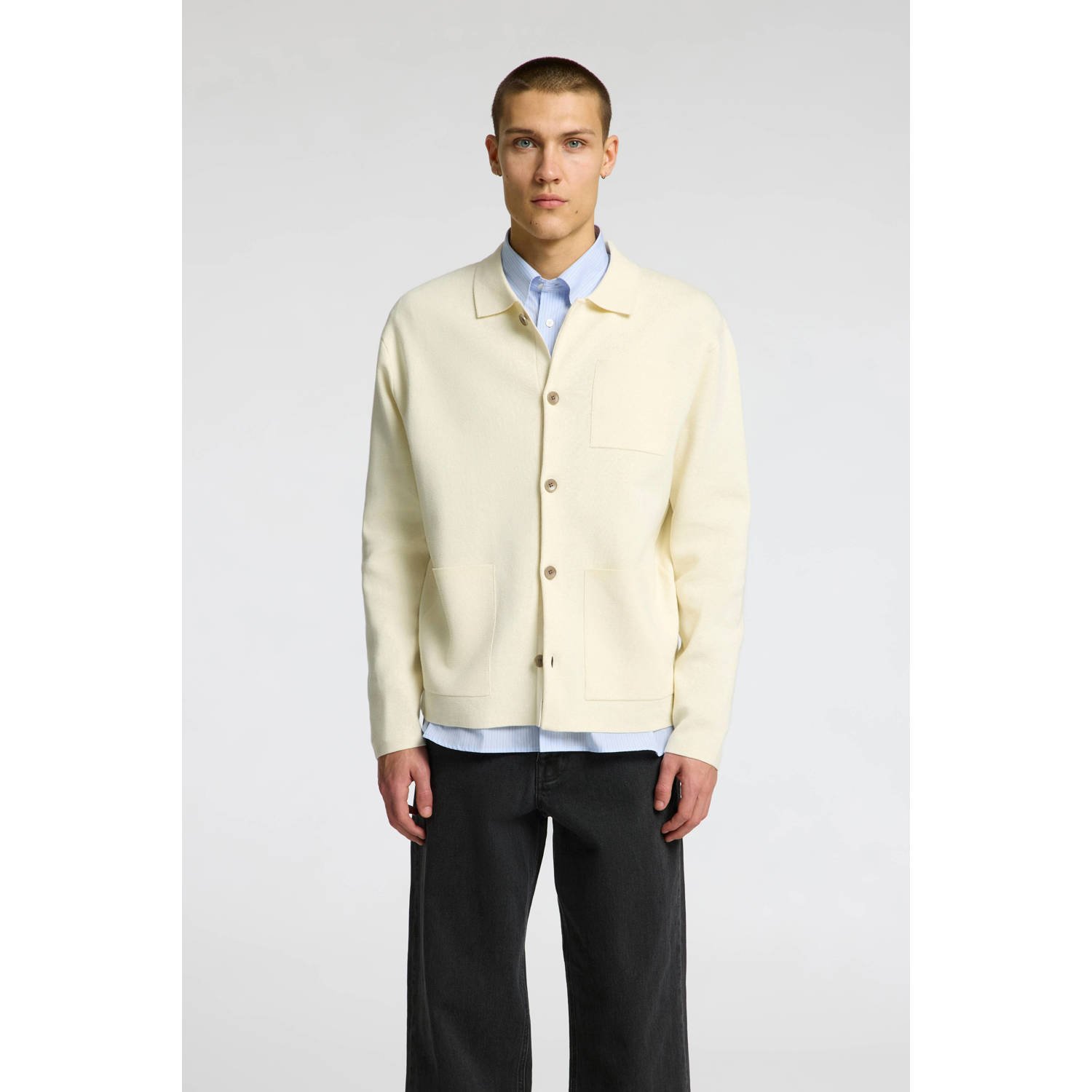 Selected Homme Elegante Cardigan voor Mannen Beige Heren