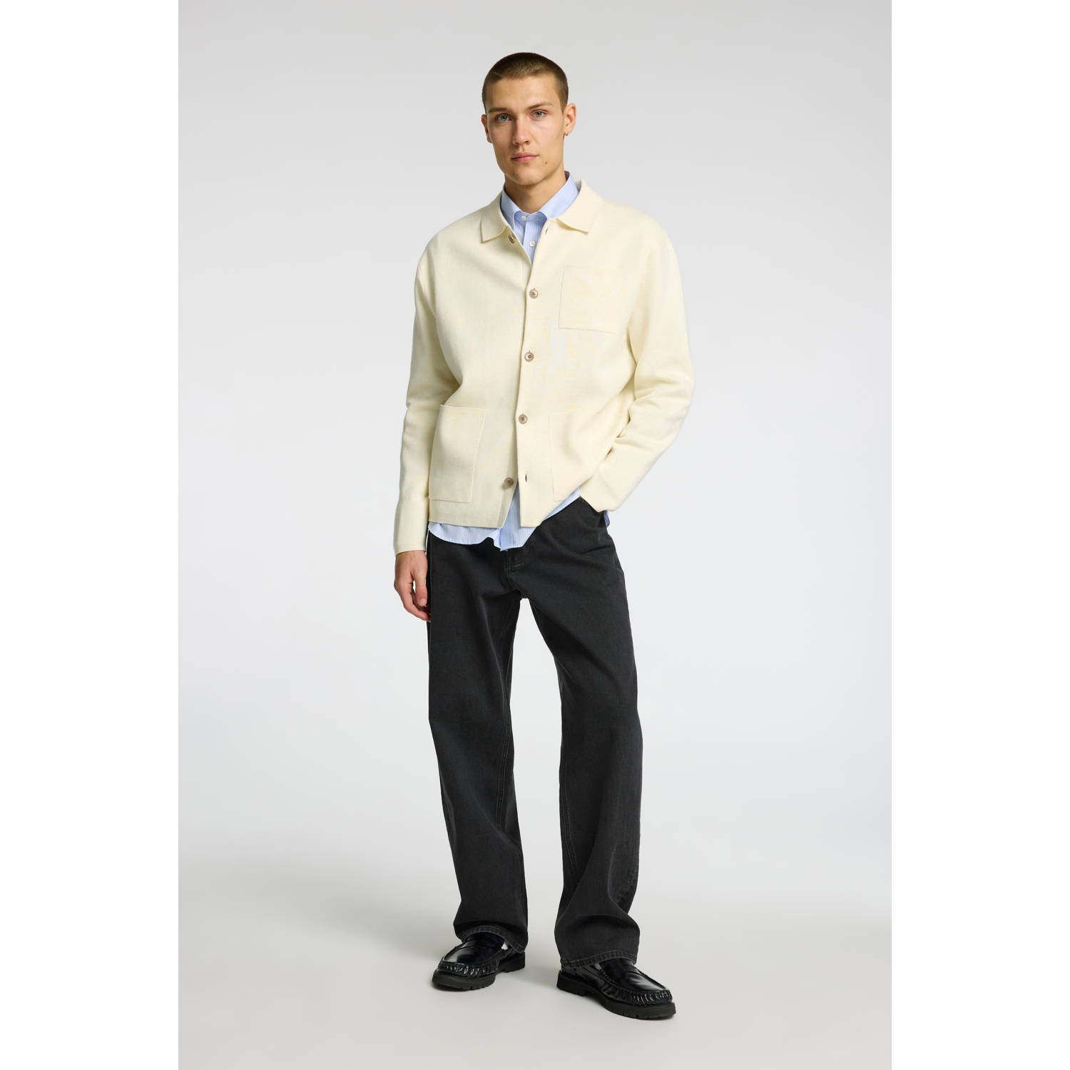 SELECTED HOMME gebreid vest ecru