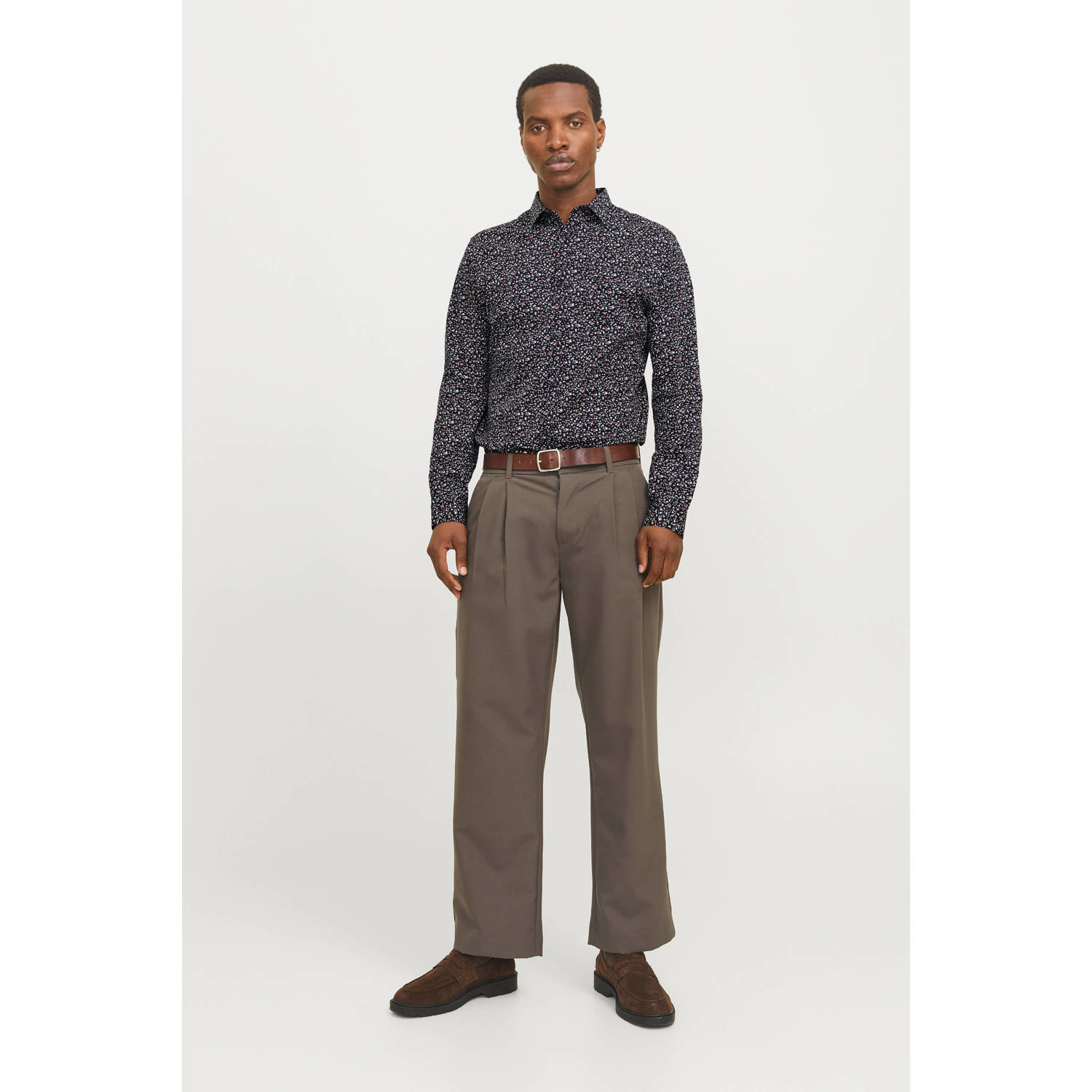 JACK & JONES PREMIUM casual overhemd donkerblauw