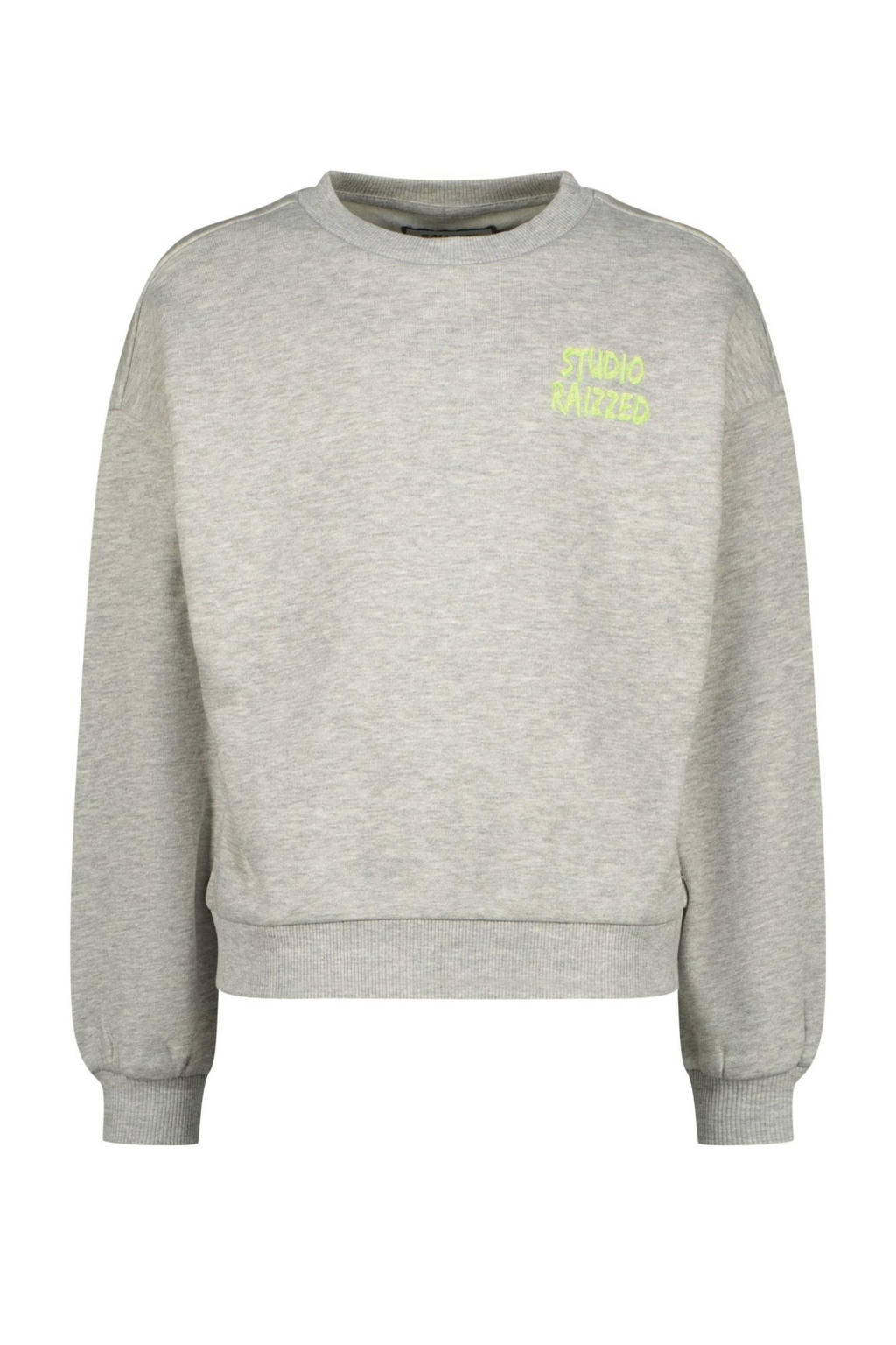 Grijs melange meisjes Raizzed sweater melange met backprint, lange mouwen en ronde hals