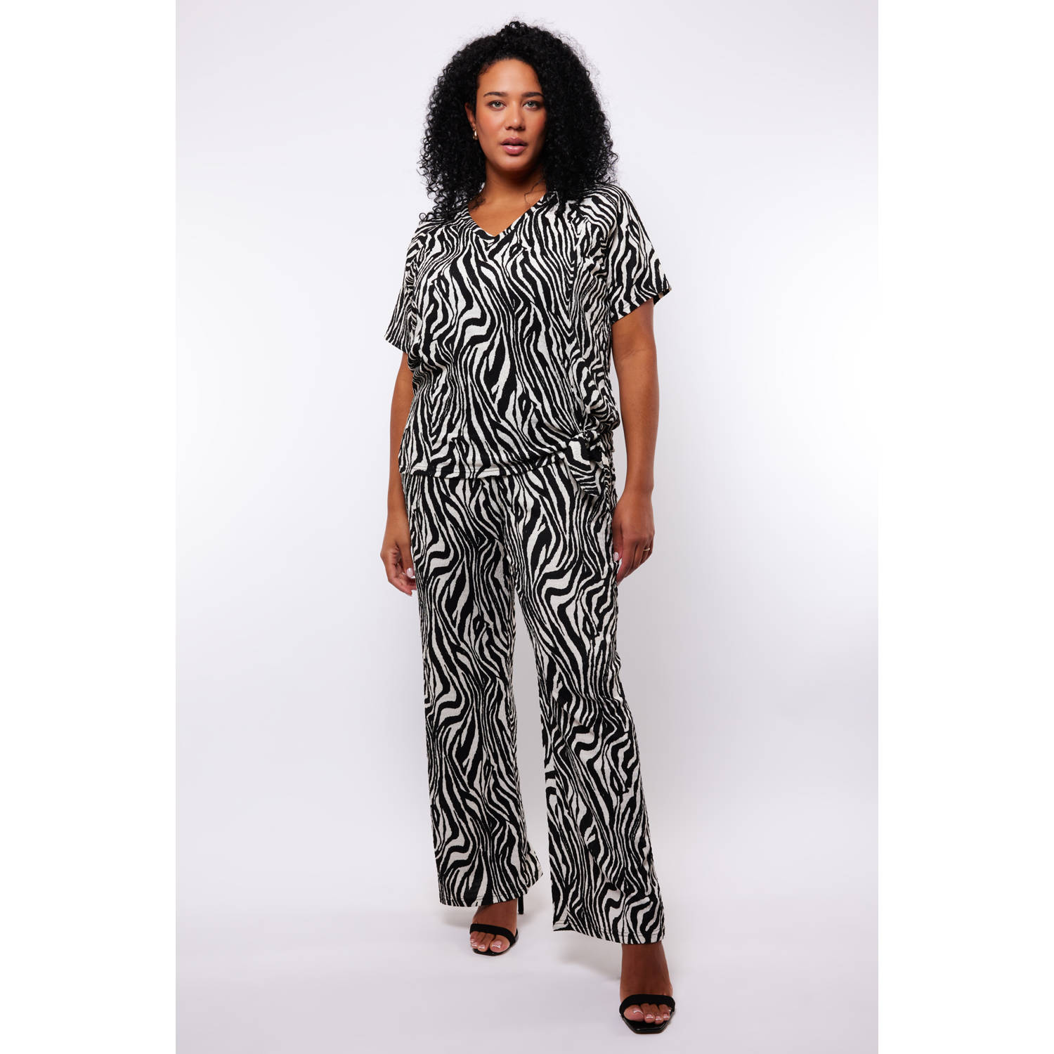 Exxcellent wide leg regular waist broek zwart
