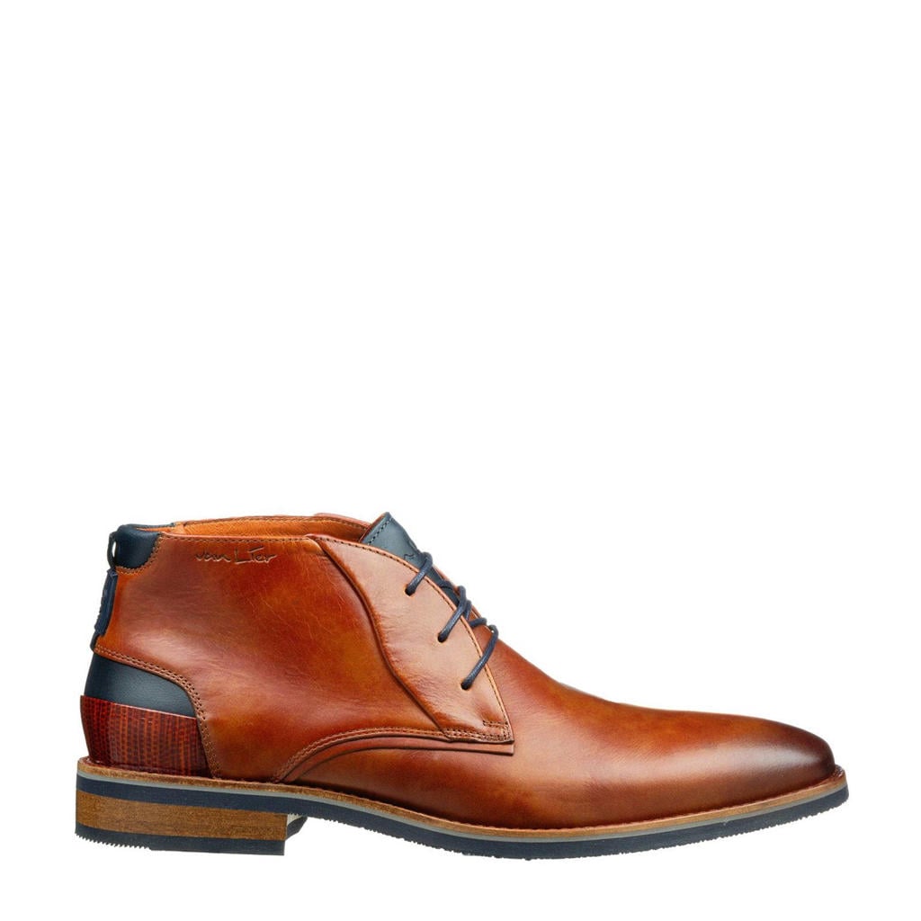 Cognackleurige heren Van Lier Amalfi leren veterschoenen