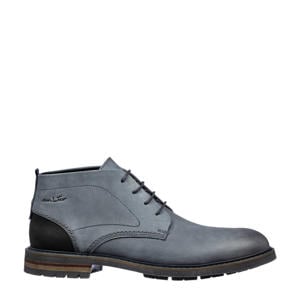Dino leren veterschoenen grijs