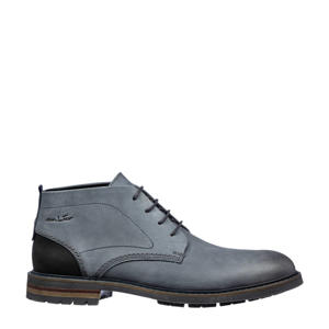 Dino leren veterschoenen grijs