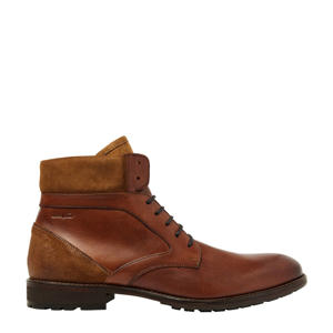 Henry leren veterboots cognac