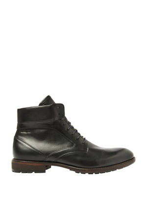 Henry leren veterboots zwart