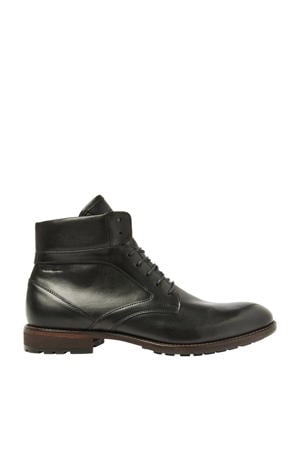 Henry leren veterboots zwart