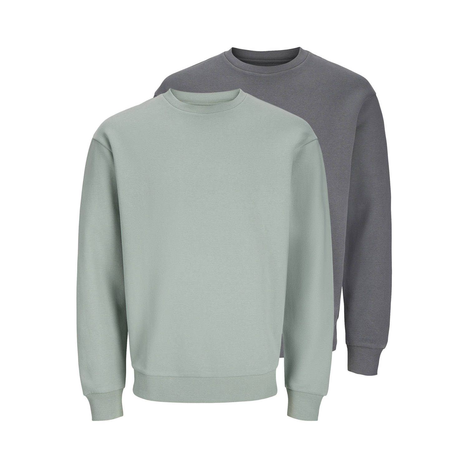 JACK & JONES ESSENTIALS sweater groen grijs (set van 2)