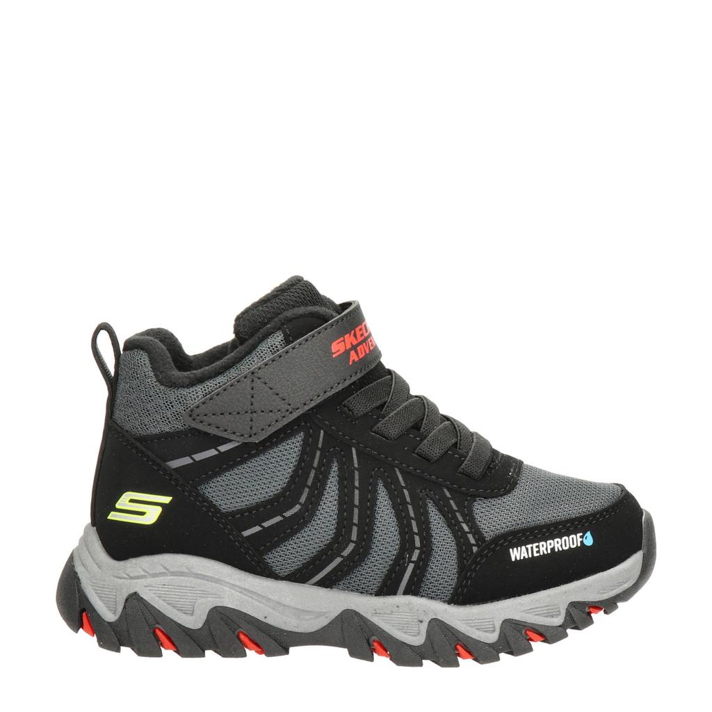 Zwart en rode jongens Skechers Rugged Ranger chunky sneakers van imitatieleer en nylon met klittenband