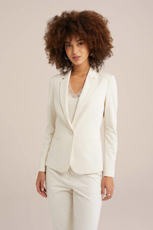  jersey getailleerde blazer ecru