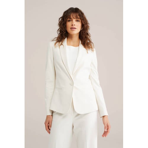 WE Fashion jersey getailleerde blazer ecru afbeelding