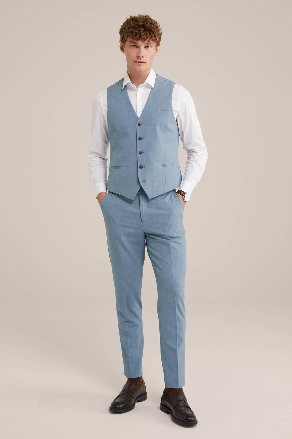 Grijsblauwe heren WE Fundamentals gilet blauw van polyester met effen