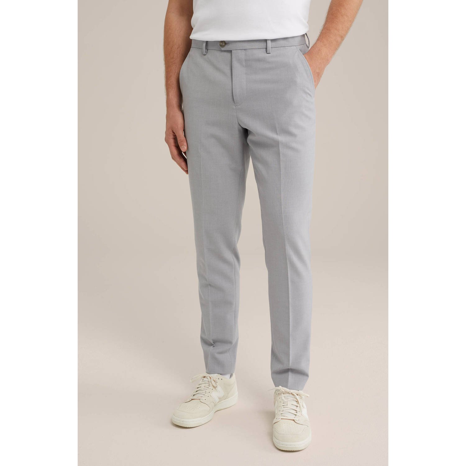 WE Fashion WE Fundamentals slim pantalon lichtgrijs