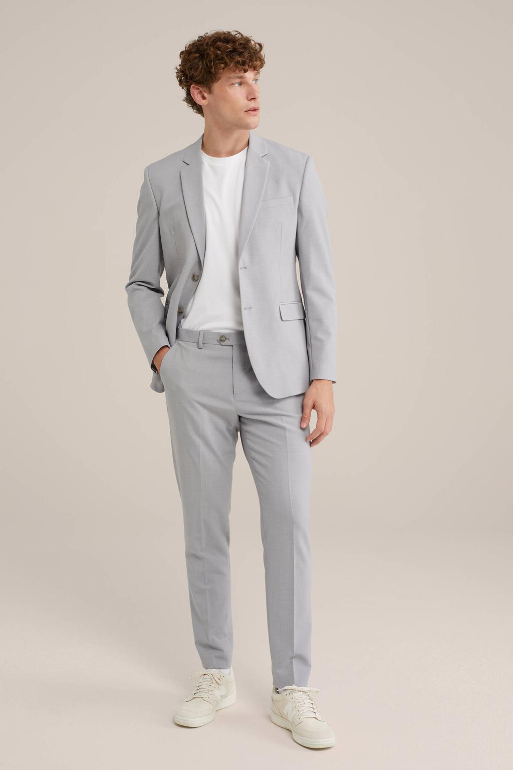 WE Fashion slim pantalon lichtgrijs