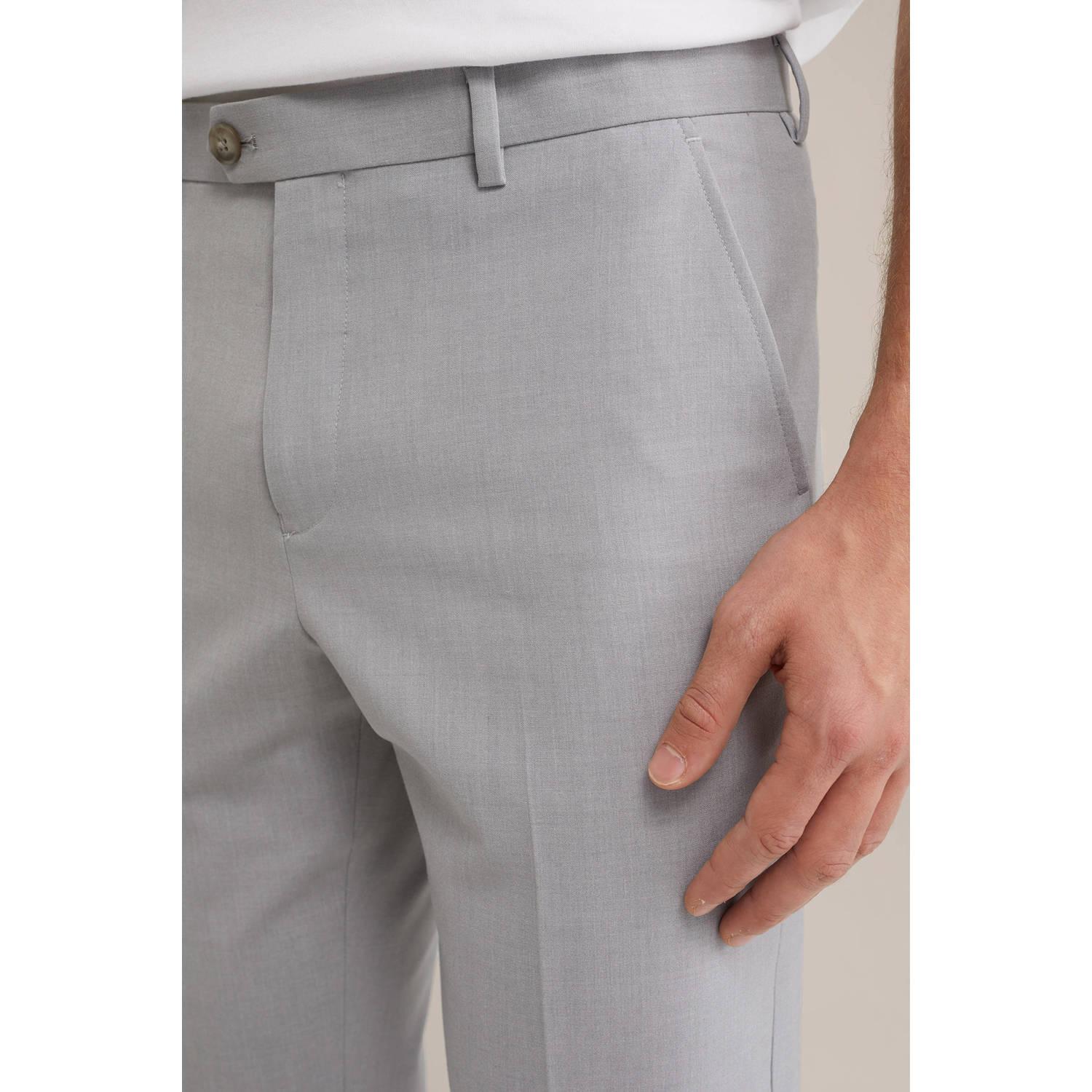 WE Fashion WE Fundamentals slim pantalon lichtgrijs