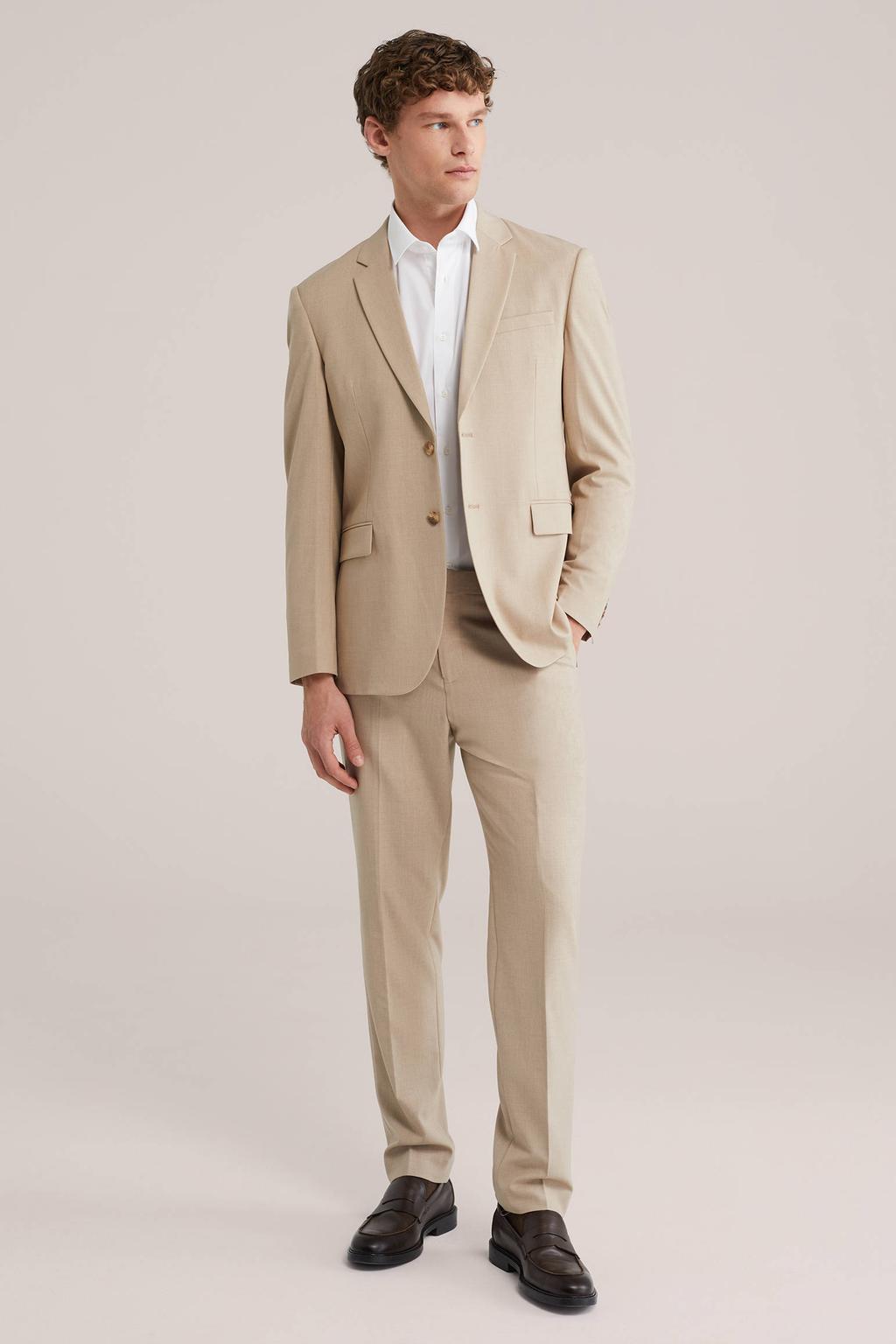 WE Fashion slim pantalon beige