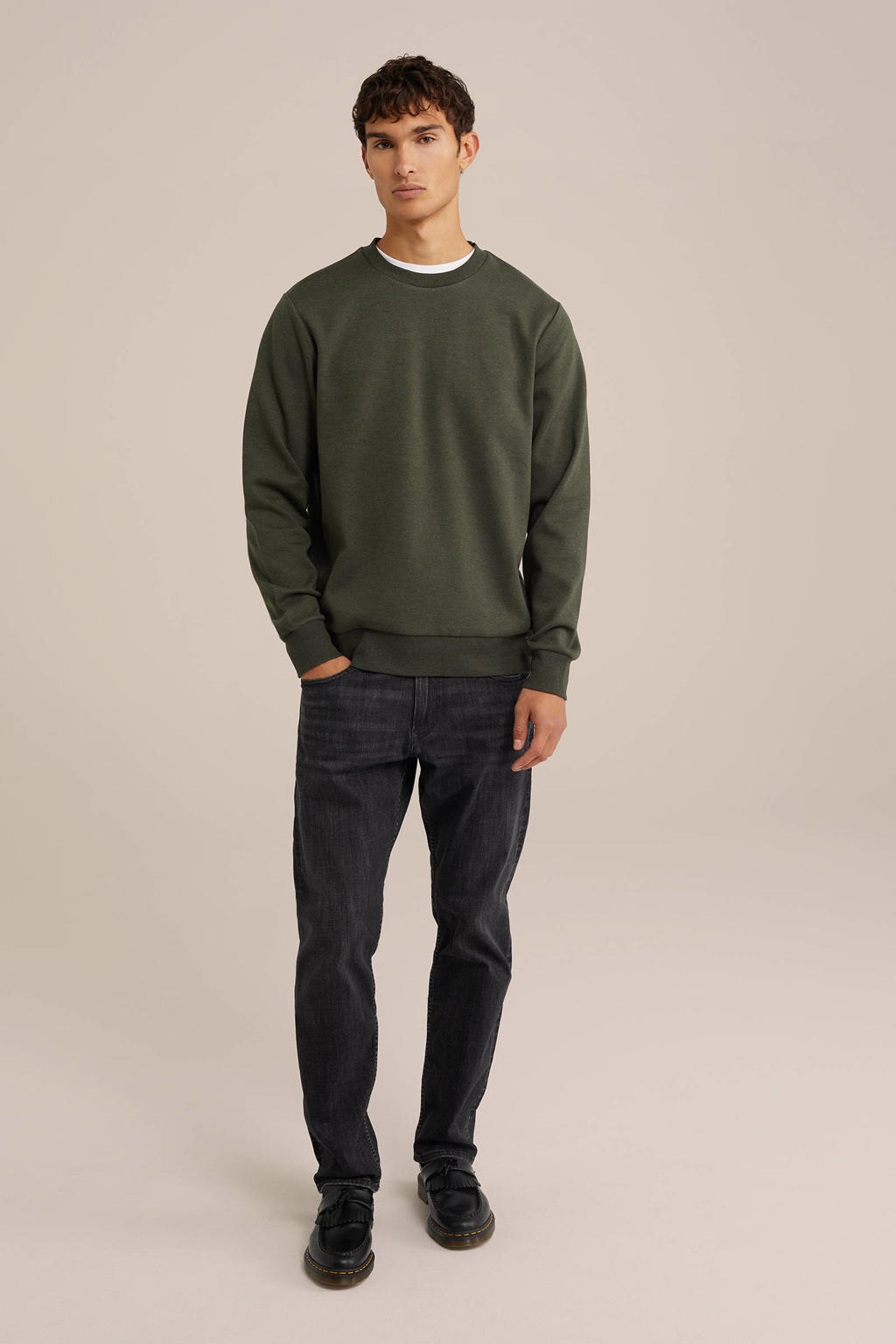 WE Fashion sweater donkergroen