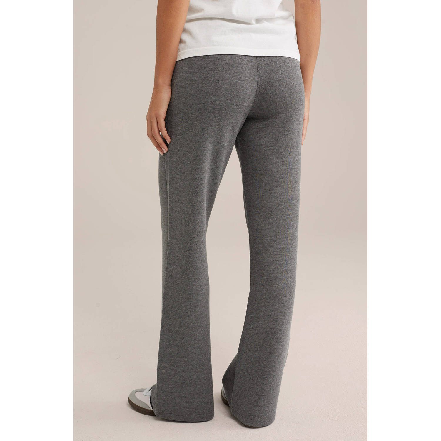 WE Fashion straight regular waist joggingbroek grijs melange