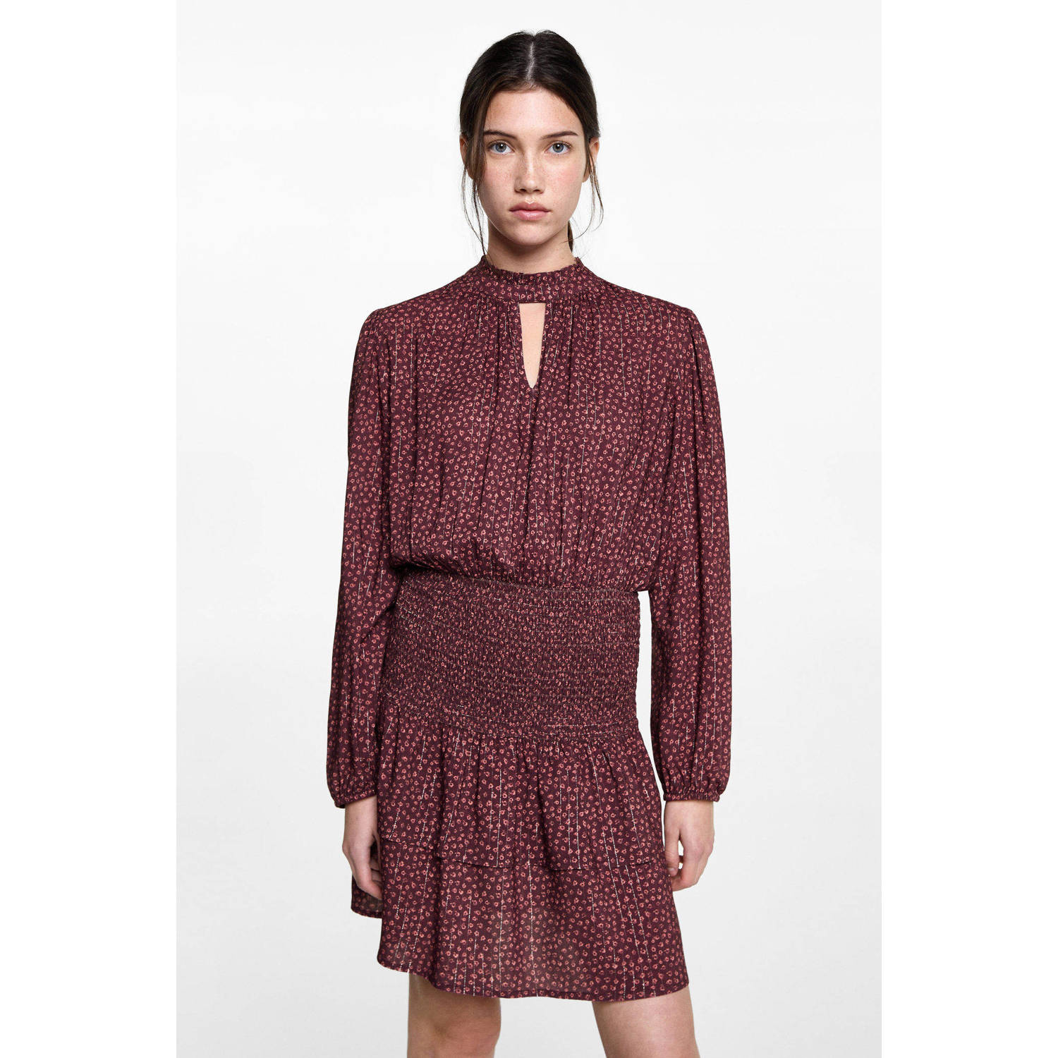 MANGO TEEN midi jurk donkerrood