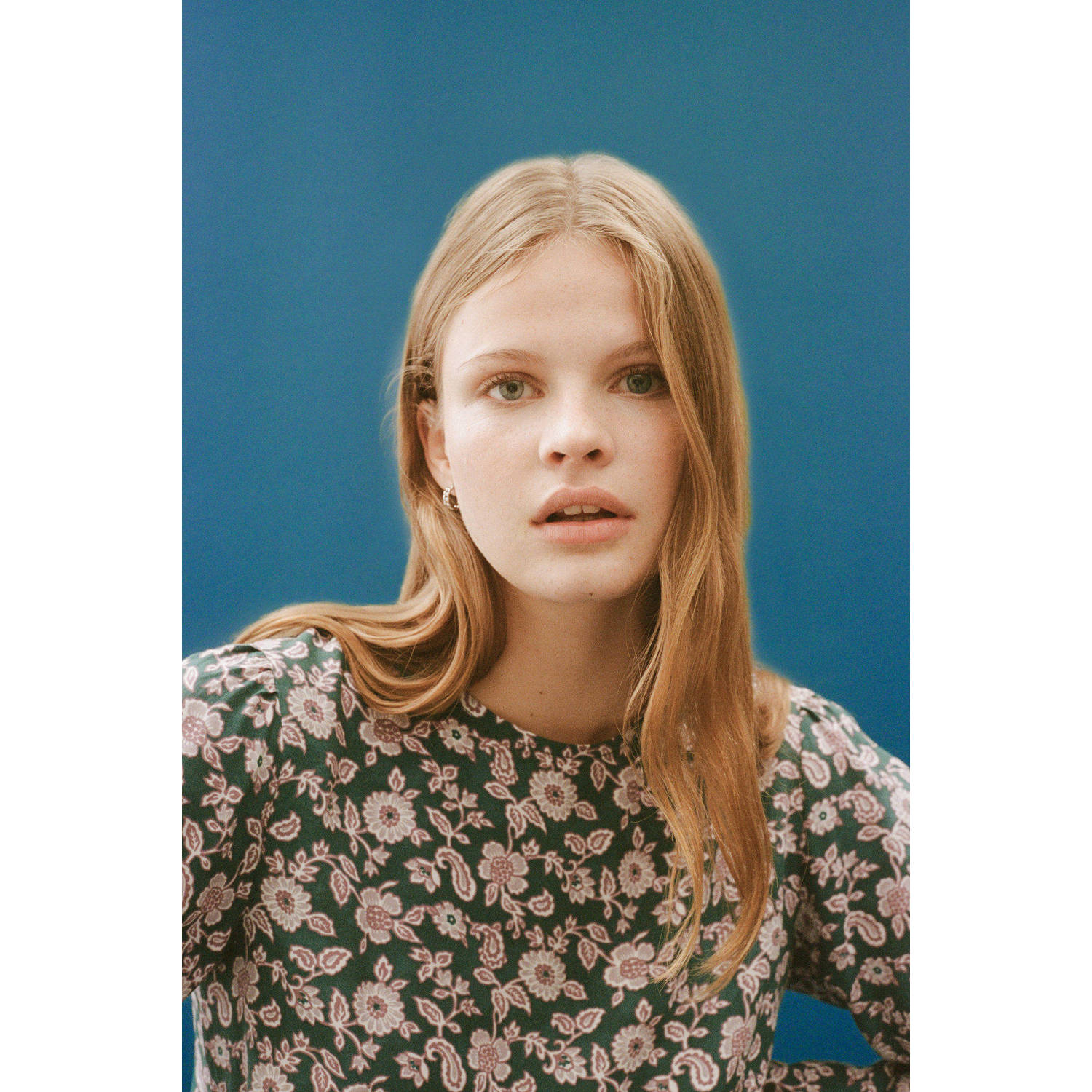 MANGO TEEN midi jurk blauw