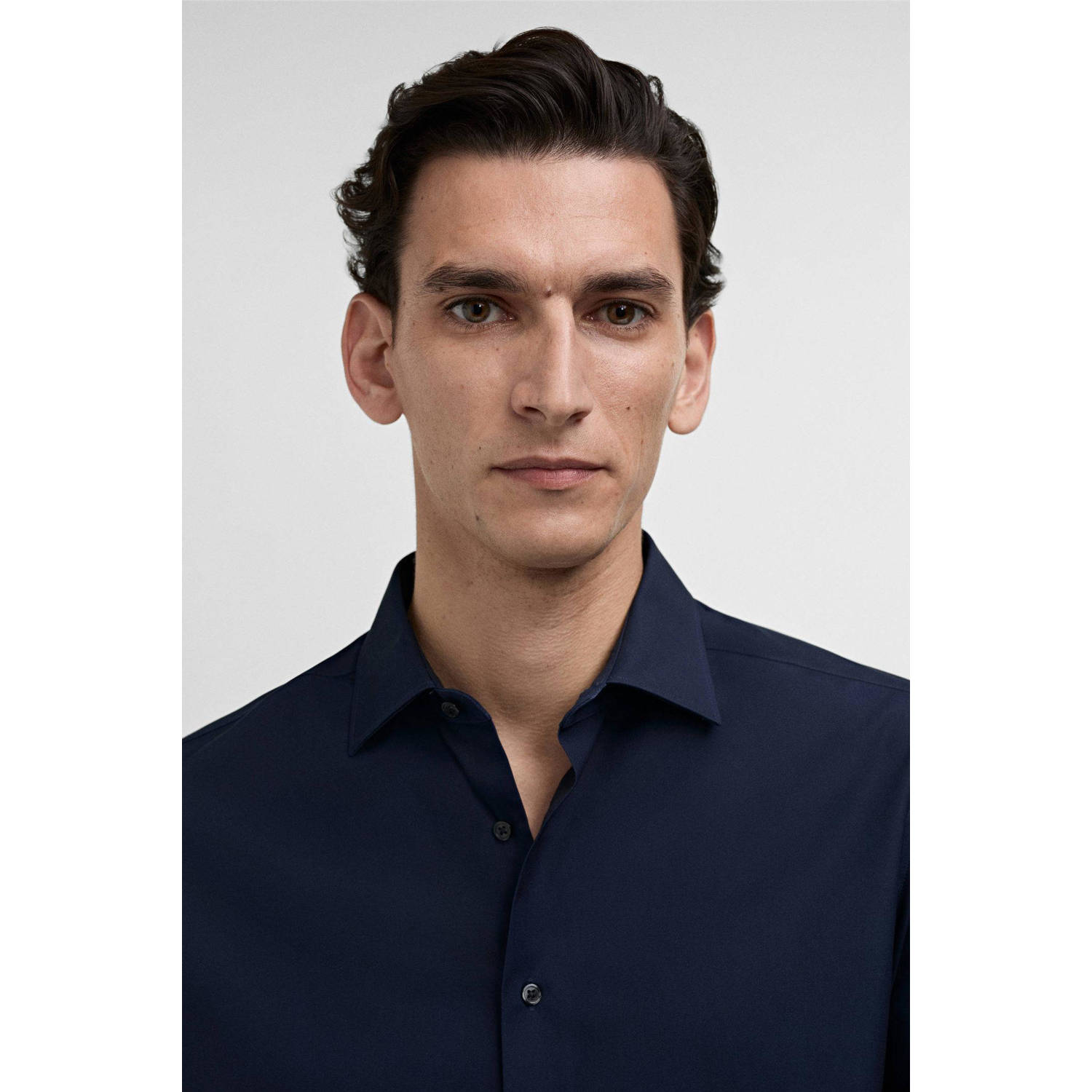 Mango Man zakelijk overhemd donkerblauw