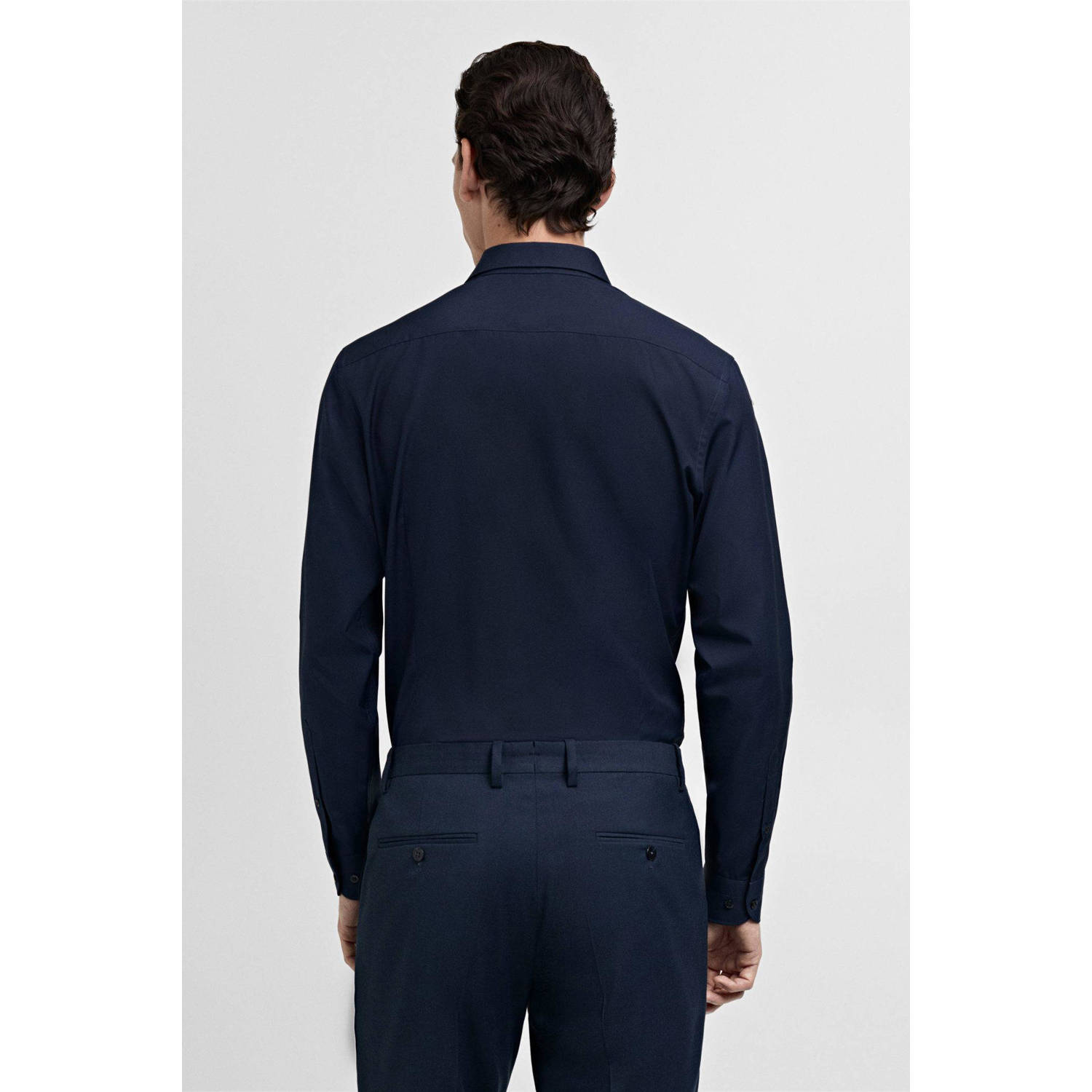Mango Man zakelijk overhemd donkerblauw