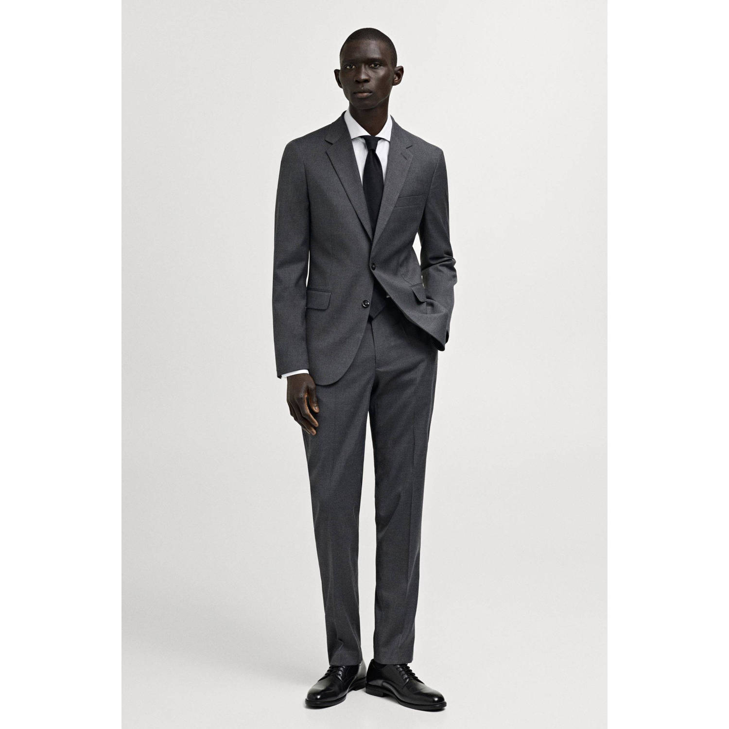 Mango Man slim pantalon grijs