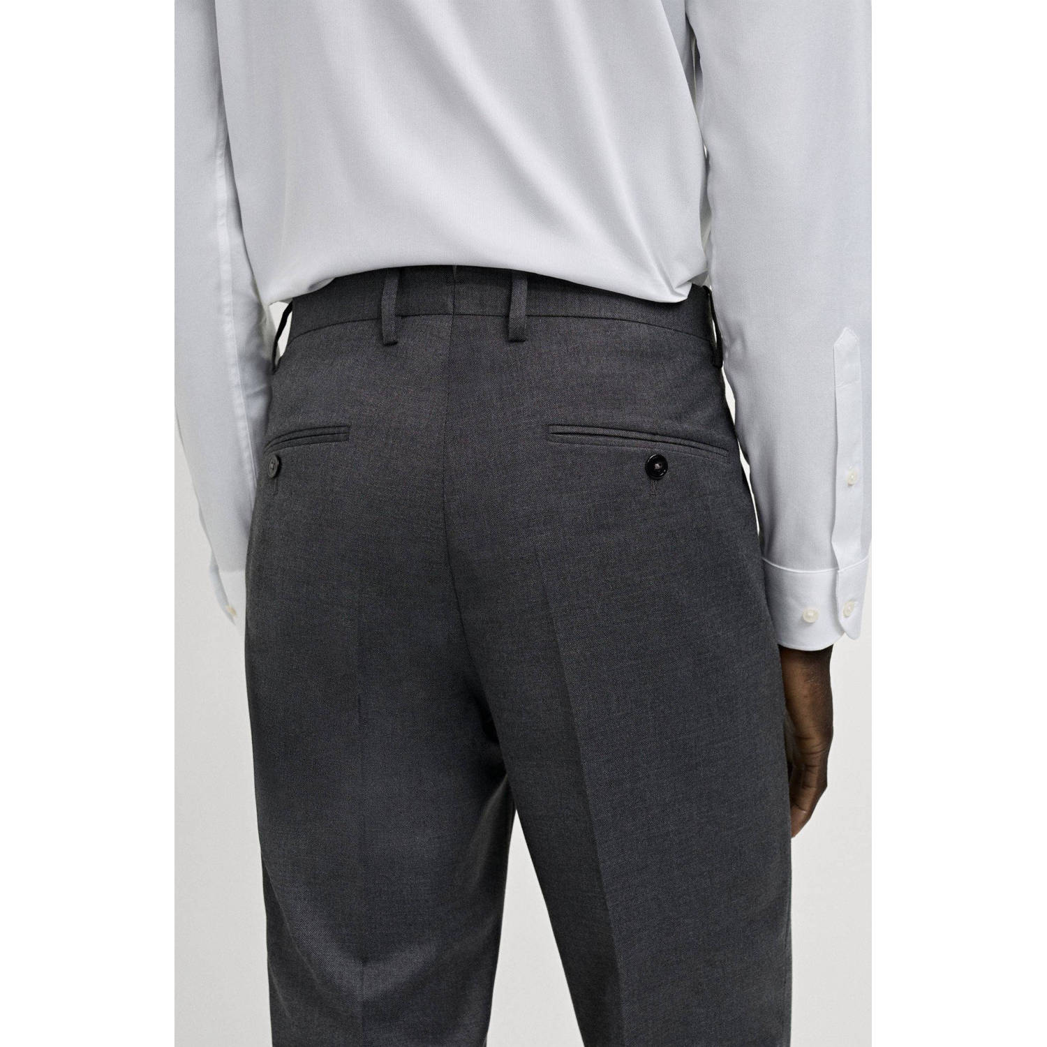 Mango Man slim pantalon grijs