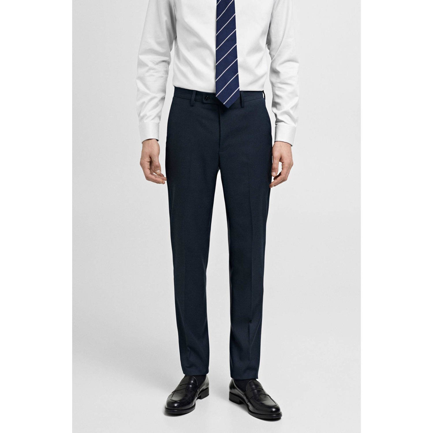 Mango Man slim pantalon donkerblauw