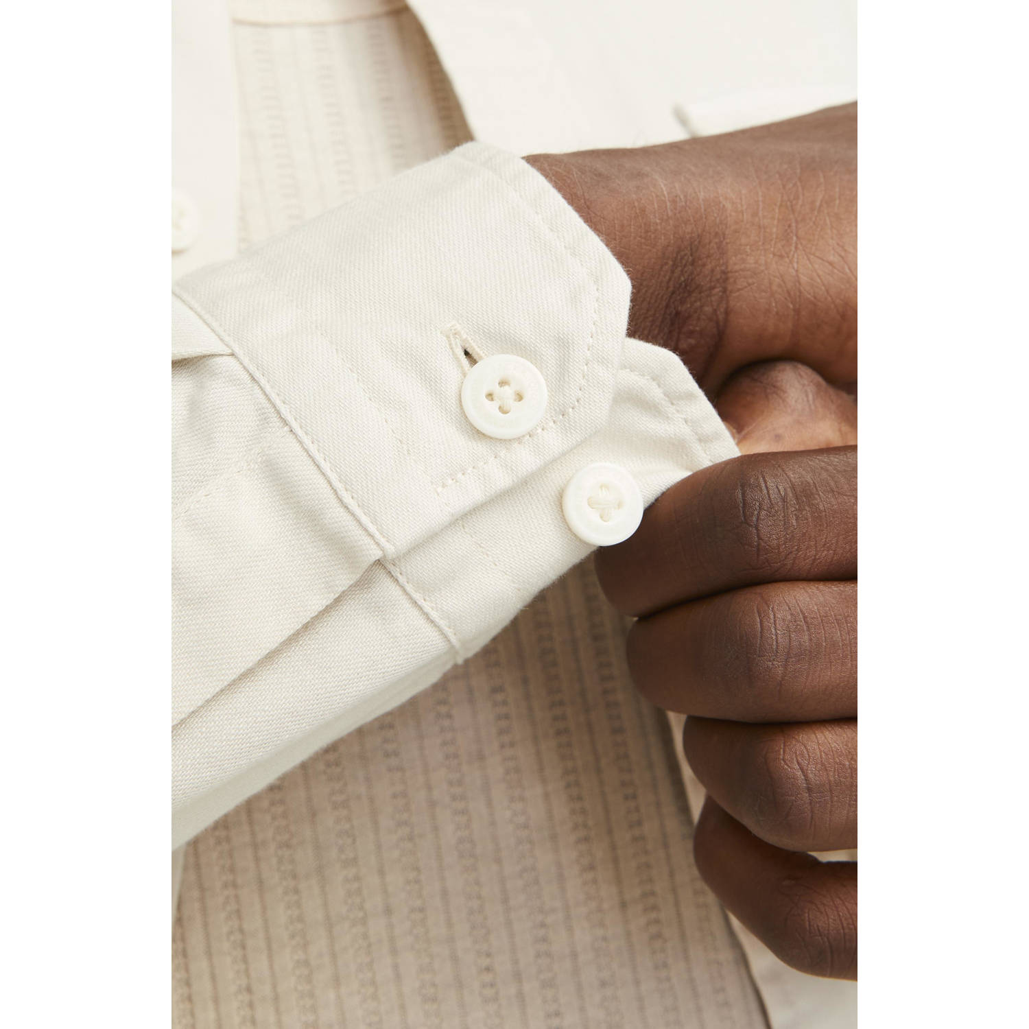 JACK & JONES ESSENTIALS casual overhemd ecru