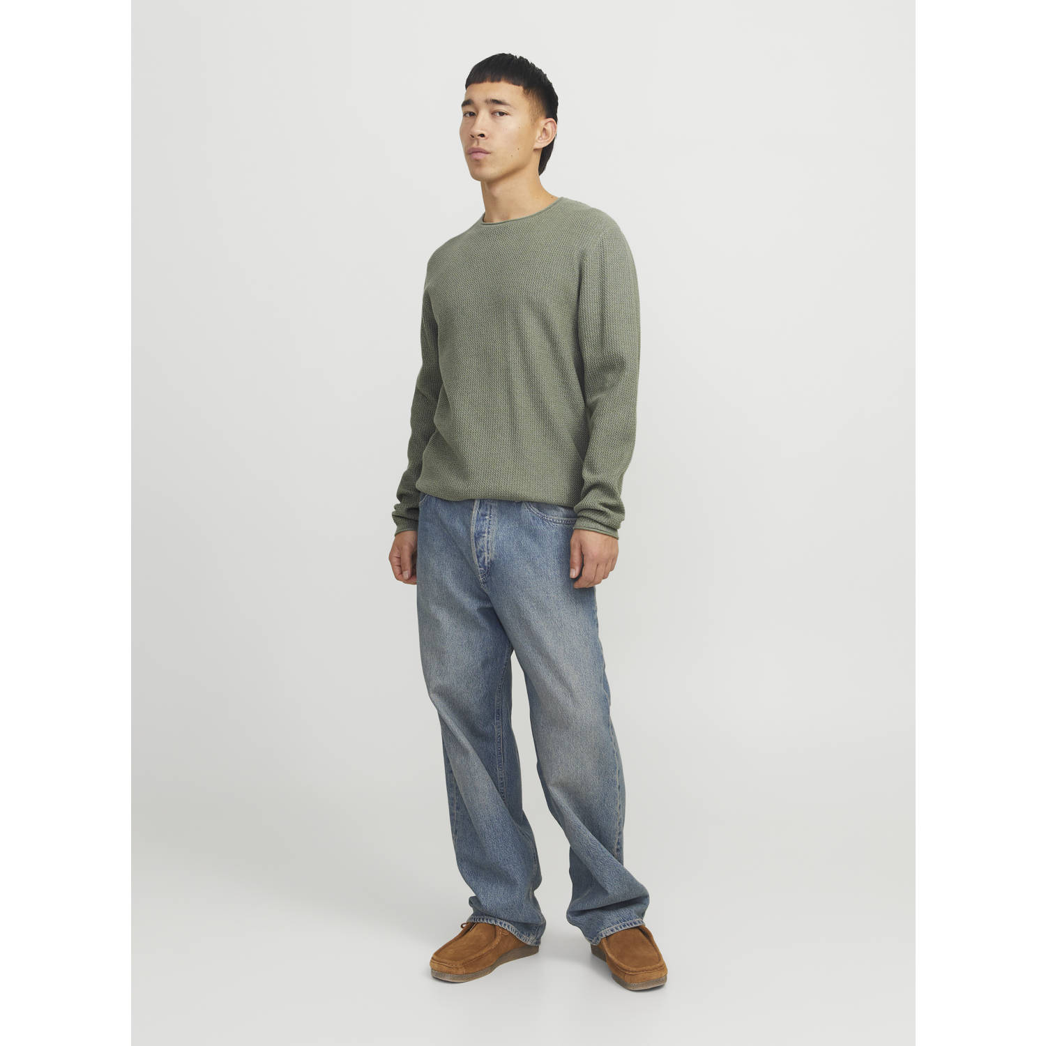 JACK & JONES ESSENTIALS trui fijn gebreid groen