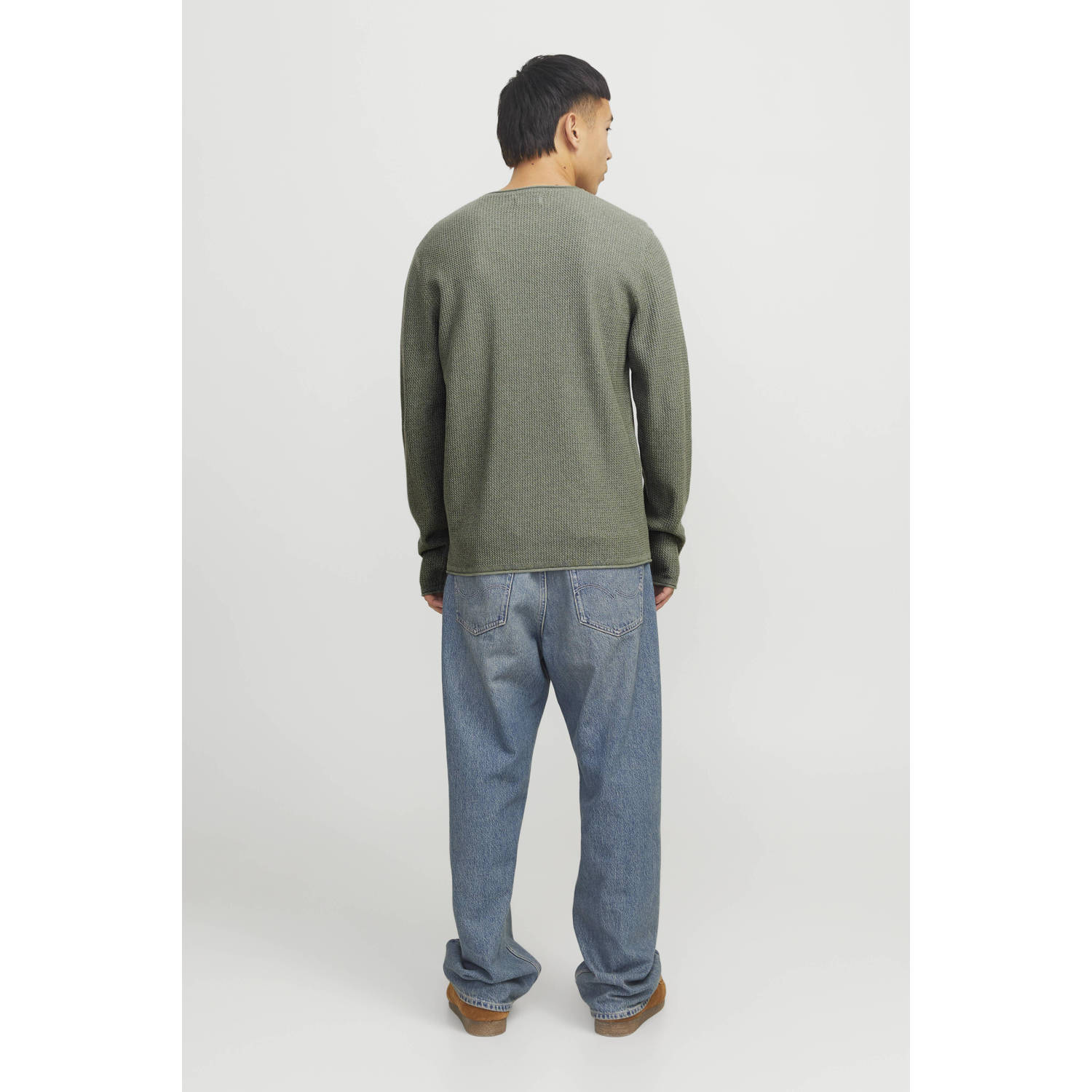 JACK & JONES ESSENTIALS trui fijn gebreid groen