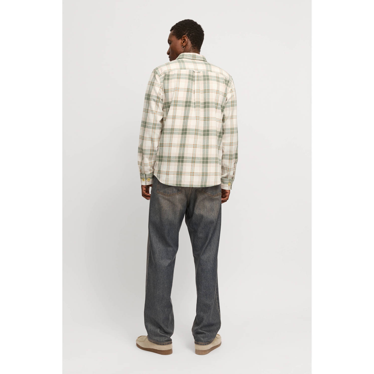 JACK & JONES ESSENTIALS overshirt ecru lichtgroen