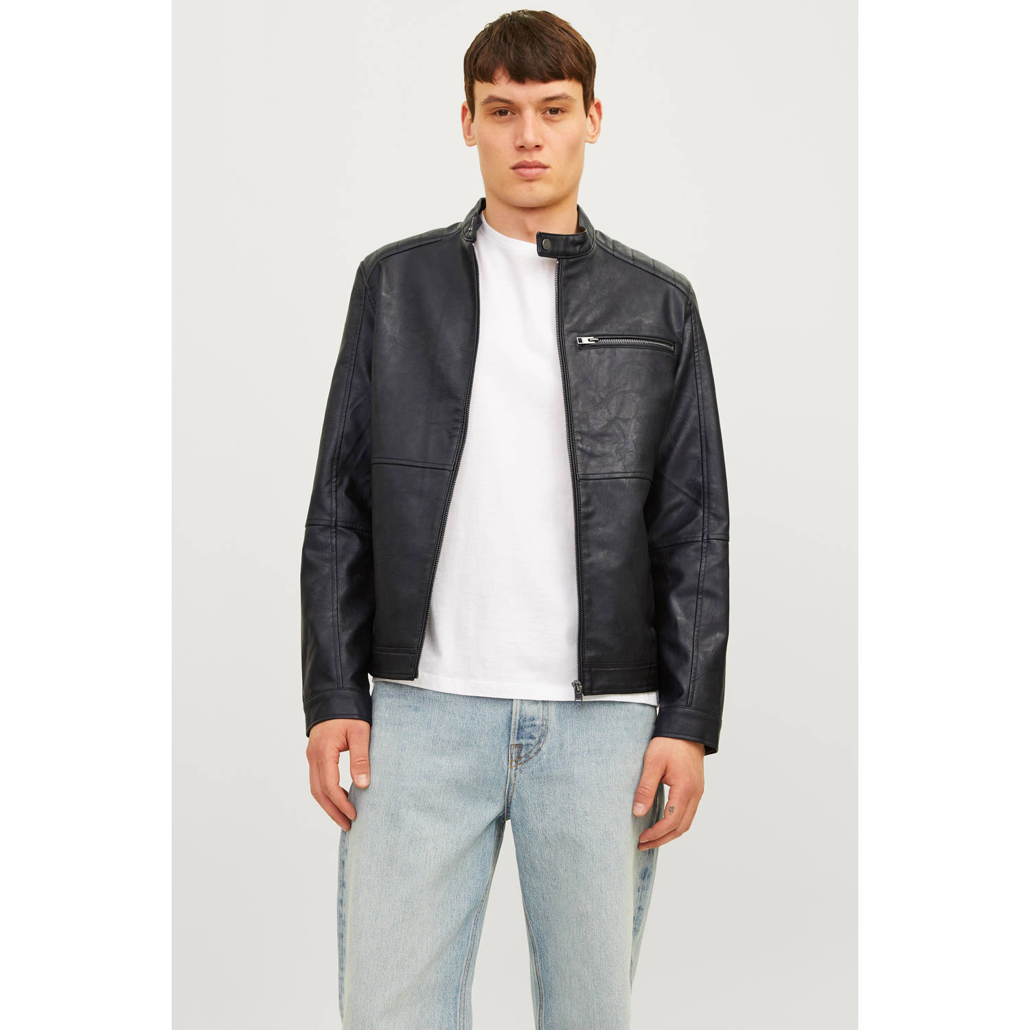 Jack & Jones Imitatieleren jack JJEDYLAN PU BIKER JACKET NOOS
