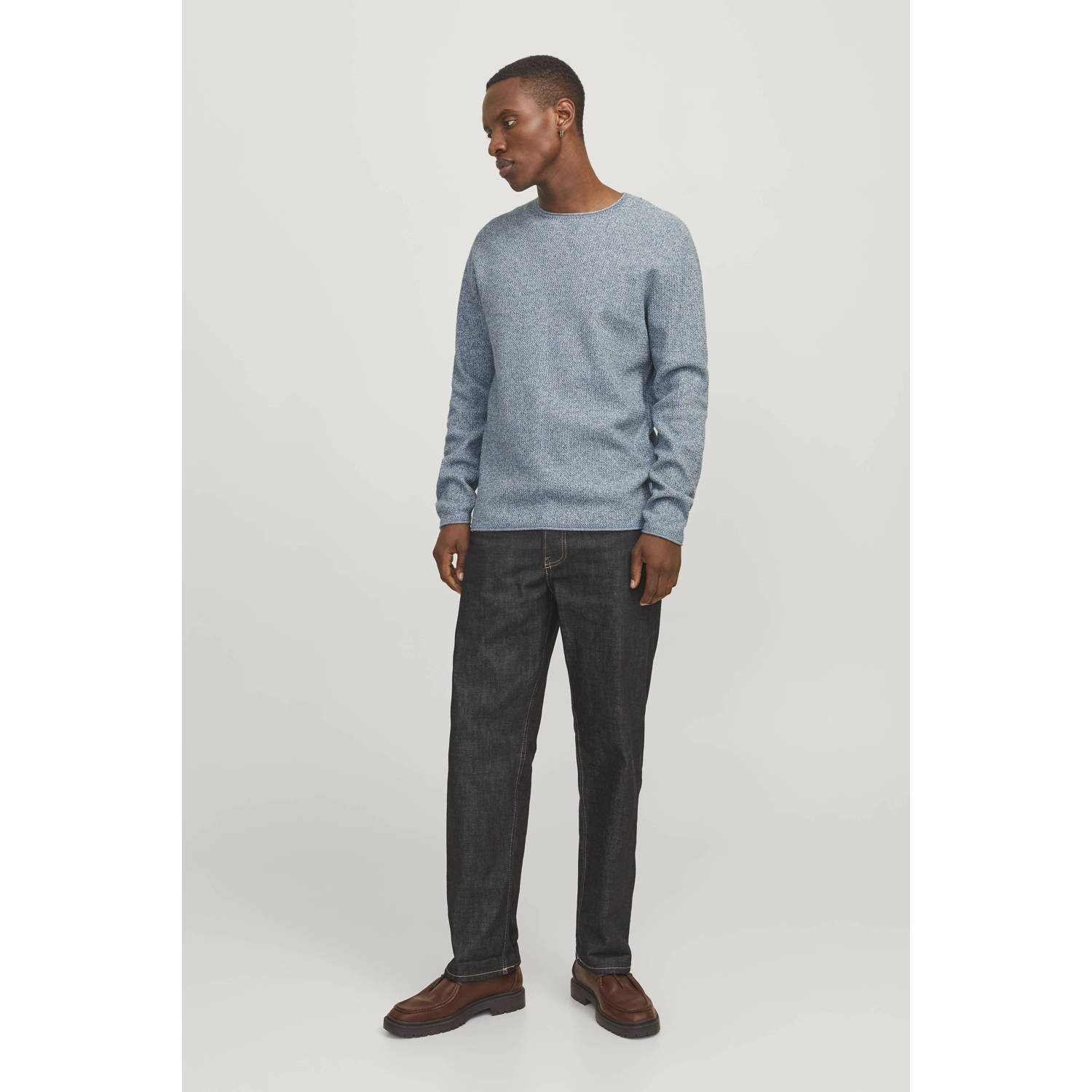 JACK & JONES ESSENTIALS trui fijn gebreid blauw
