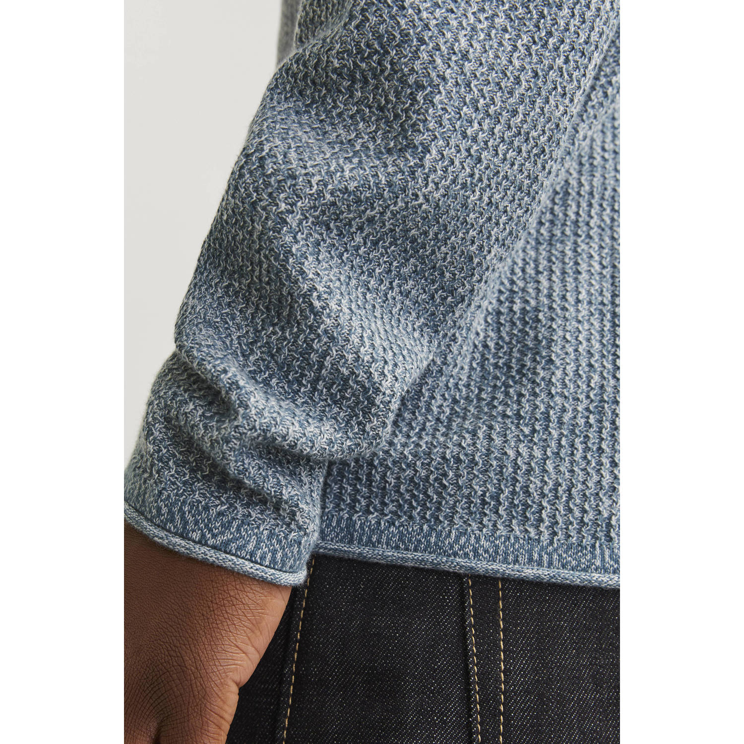 JACK & JONES ESSENTIALS trui fijn gebreid blauw