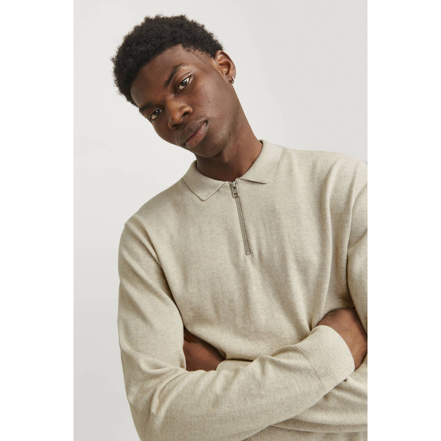 Jack & Jones Trui met polokraag JJEEMIL KNIT POLO HALF ZIP LS NOOS