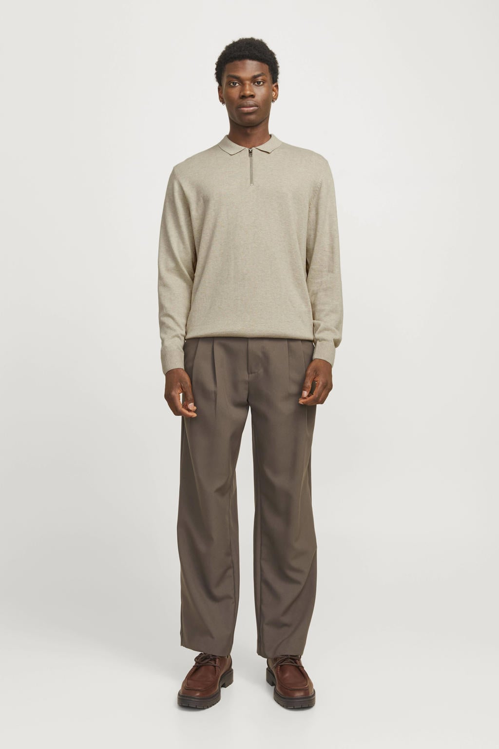 JACK & JONES ESSENTIALS trui gebreid beige