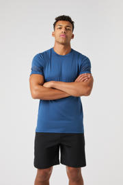 thumbnail: Blauwe heren Björn Borg sportshirt Borg van polyester met logo dessin, korte mouwen en ronde hals