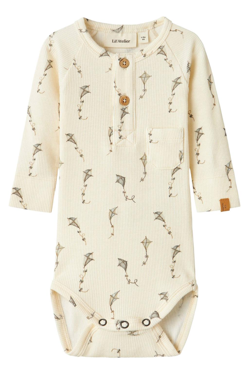 LIL' ATELIER BABY romper NBMGAVO offwhite/groen